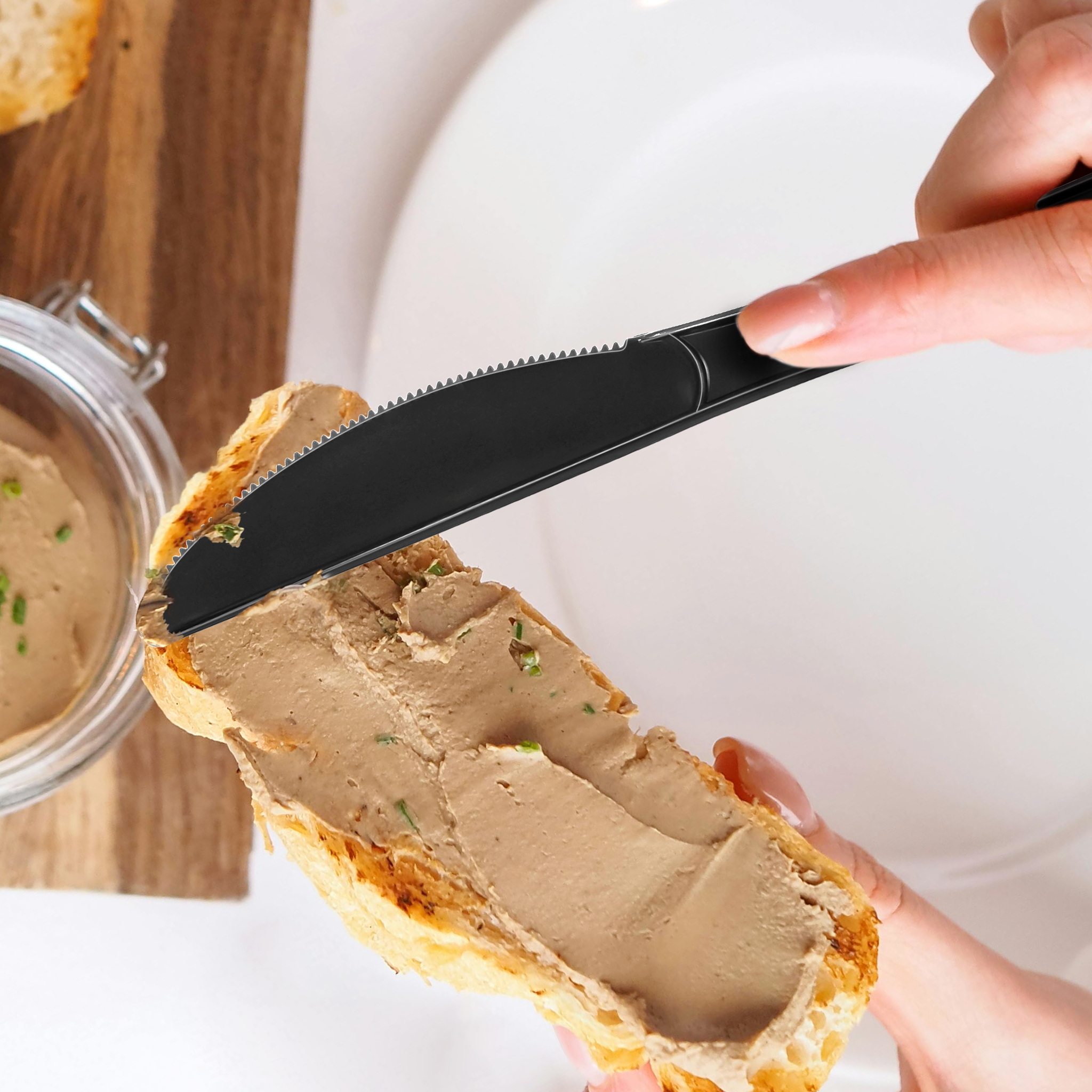 [1,000ct] PP Plastic Heavy Weight Knives | Black