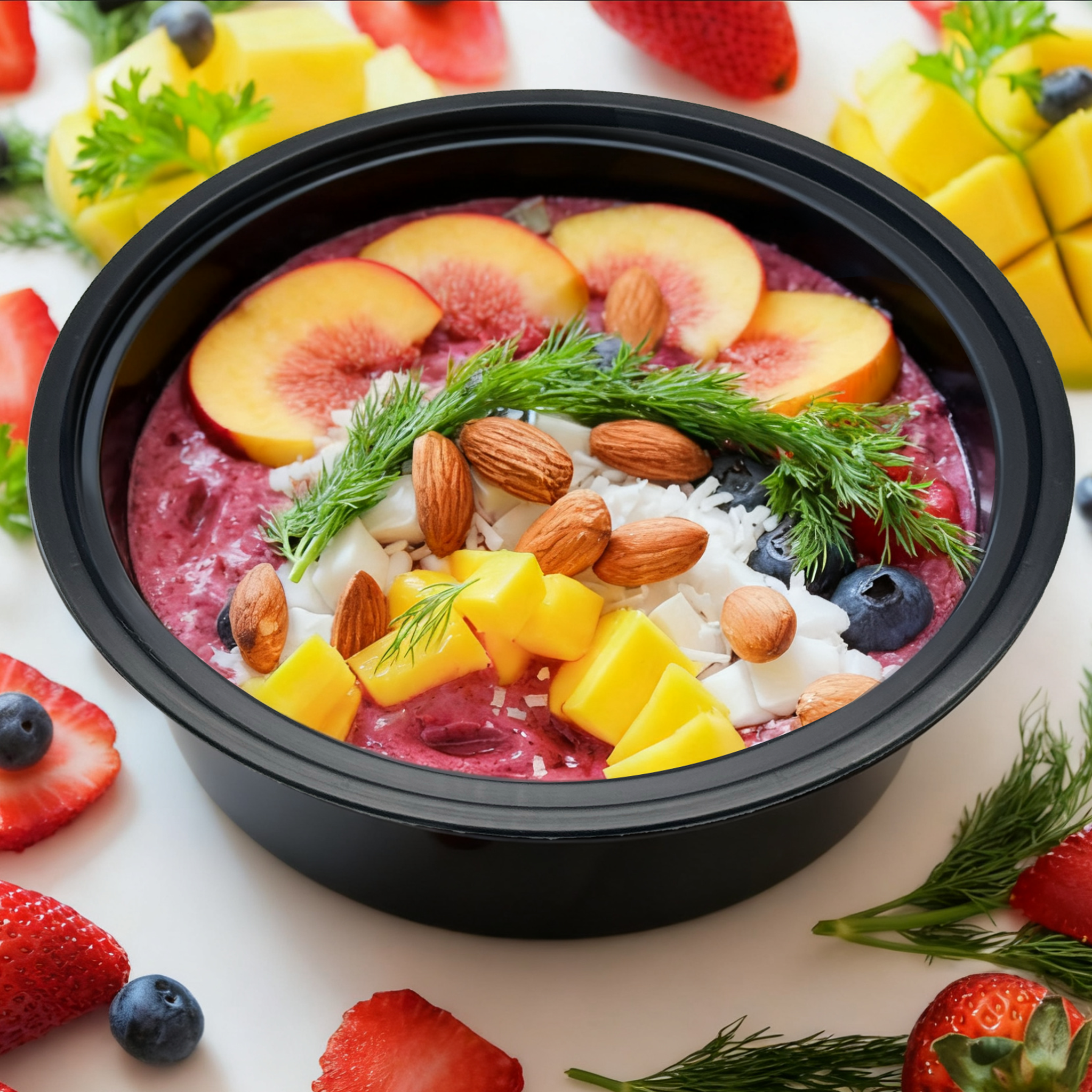 [150ct] 32 oz PP Plastic Microwaveable Takeout Containers & Lids | Round | Black