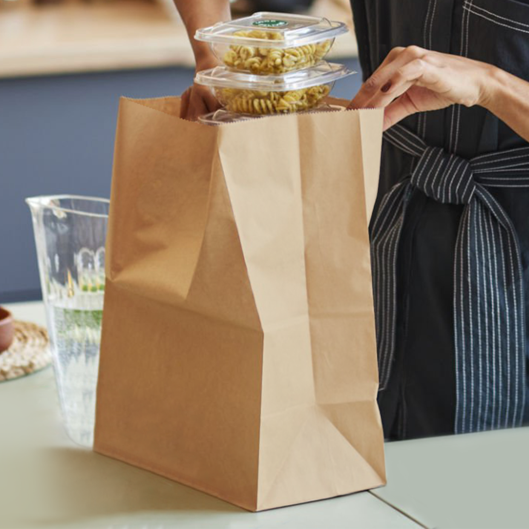[400ct] 8.46"×6.1"×13.39" Kraft Paper Customize Now Bag | Natural