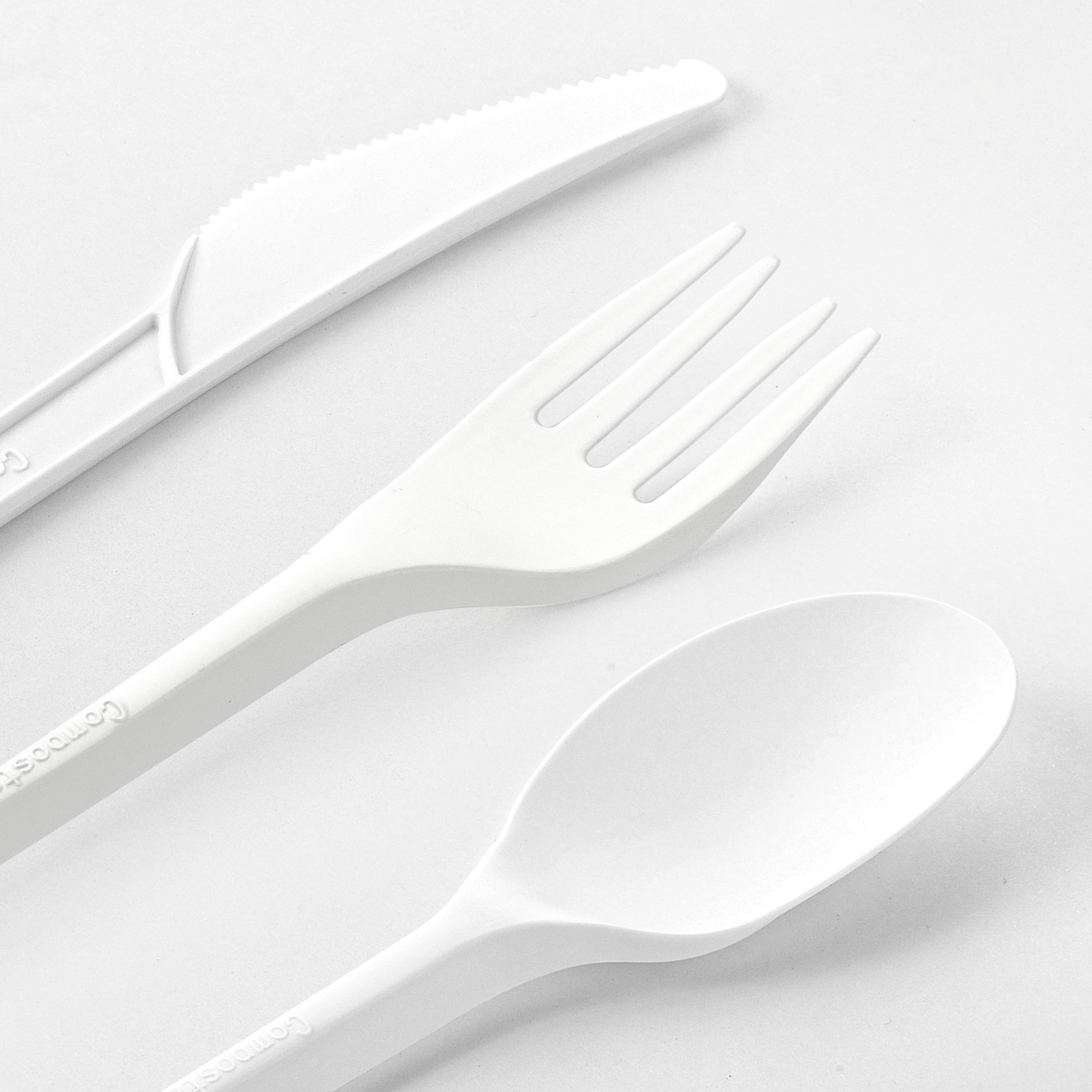[250ct] PLA Heavy Weight Cutlery Kits (Knife, Fork,Tea Spoon,Napkin) | White