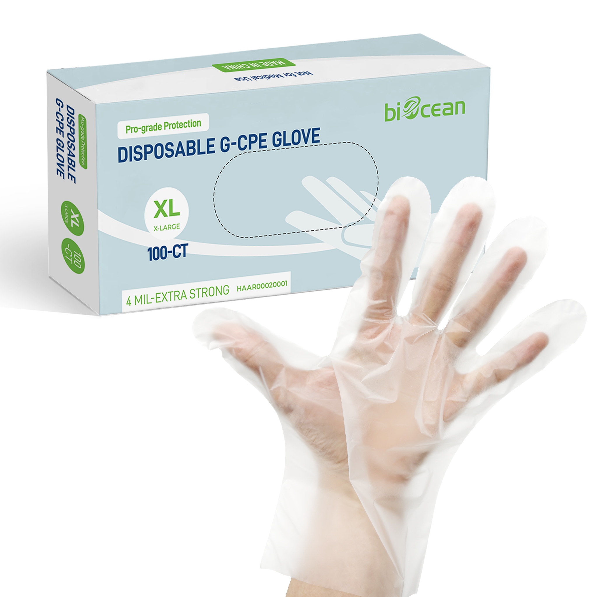[1,000ct] Disposable CPE Gloves | X-Large | Clear