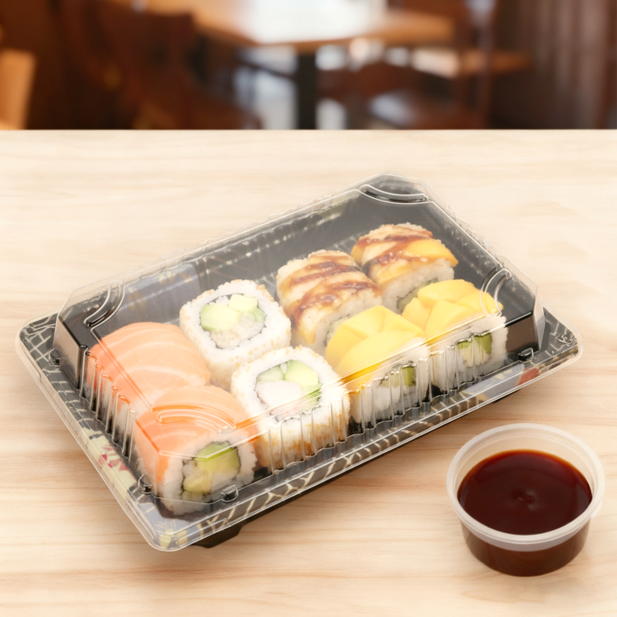 [1,500ct] PS Plastic 6 7/10" x 4 7/10" Sushi Tray Lid | Clear