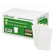 [3,000ct] 15" x 17" 1-Ply Dinner Napkins | 1/8 Fold | White