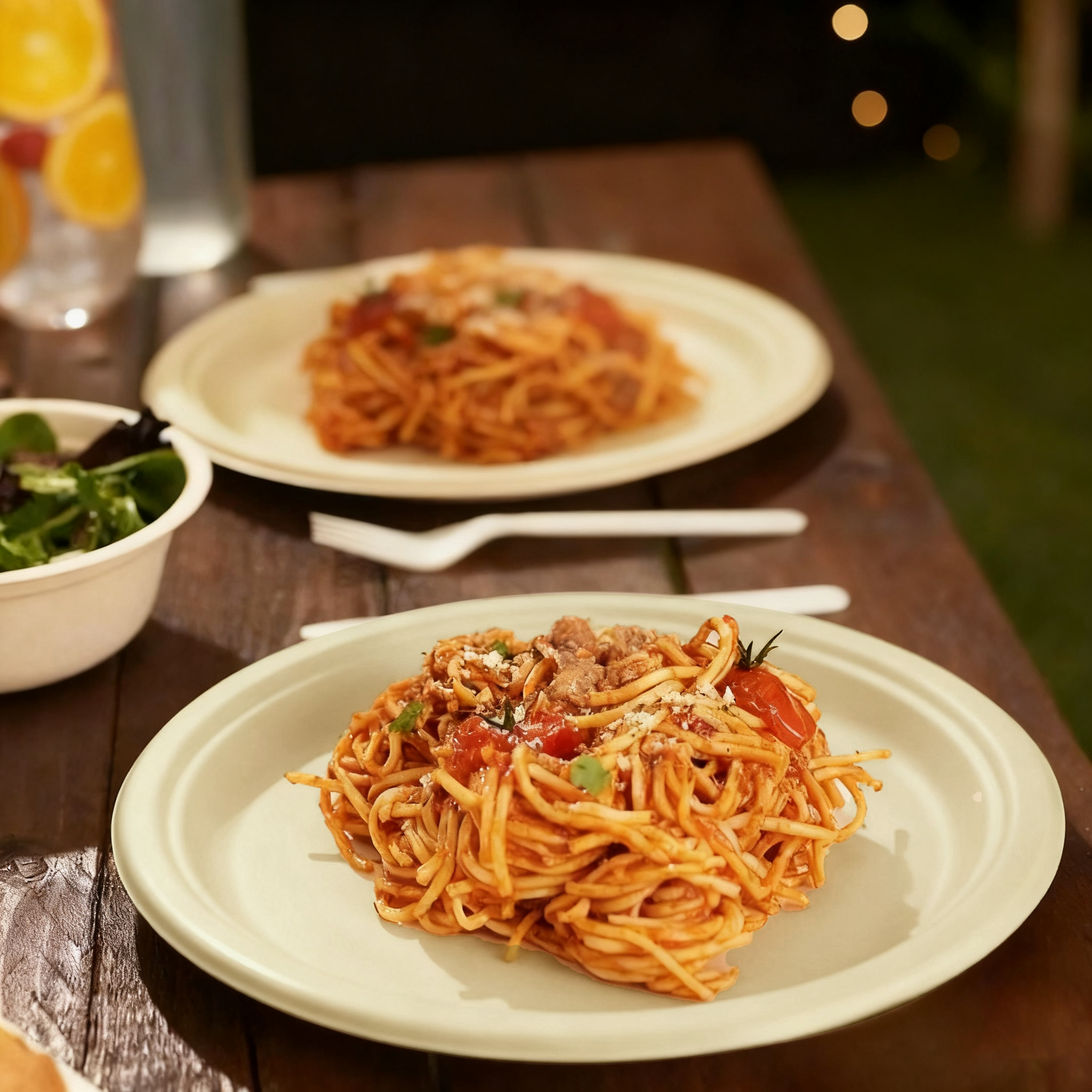 Natural  Compostable  Bagasse 9-Inch Round Plates - 500/Case