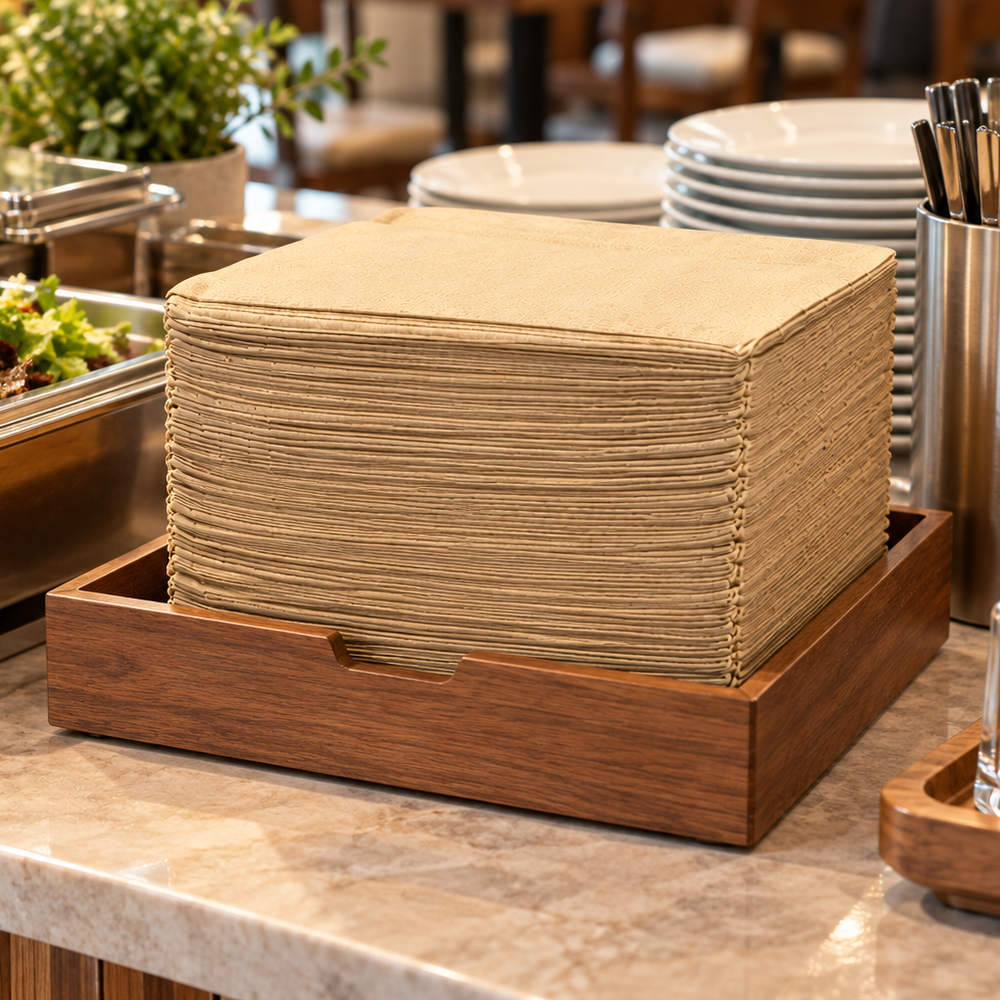[3,000ct] 15" x 17" 2-Ply Premium Dinner Napkins | 1/8 Fold | Brown