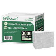 [3,000ct] 14.8" x 16.5"  2-Ply Dinner Napkins | 1/8 Fold | White