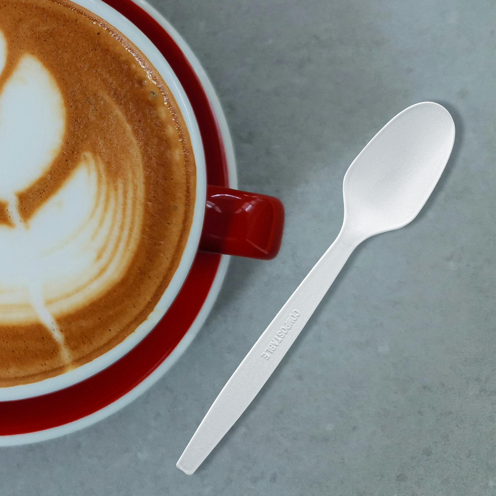 [500ct] PLA Heavy Weight Tea Spoons with a Free Eco Bag | White