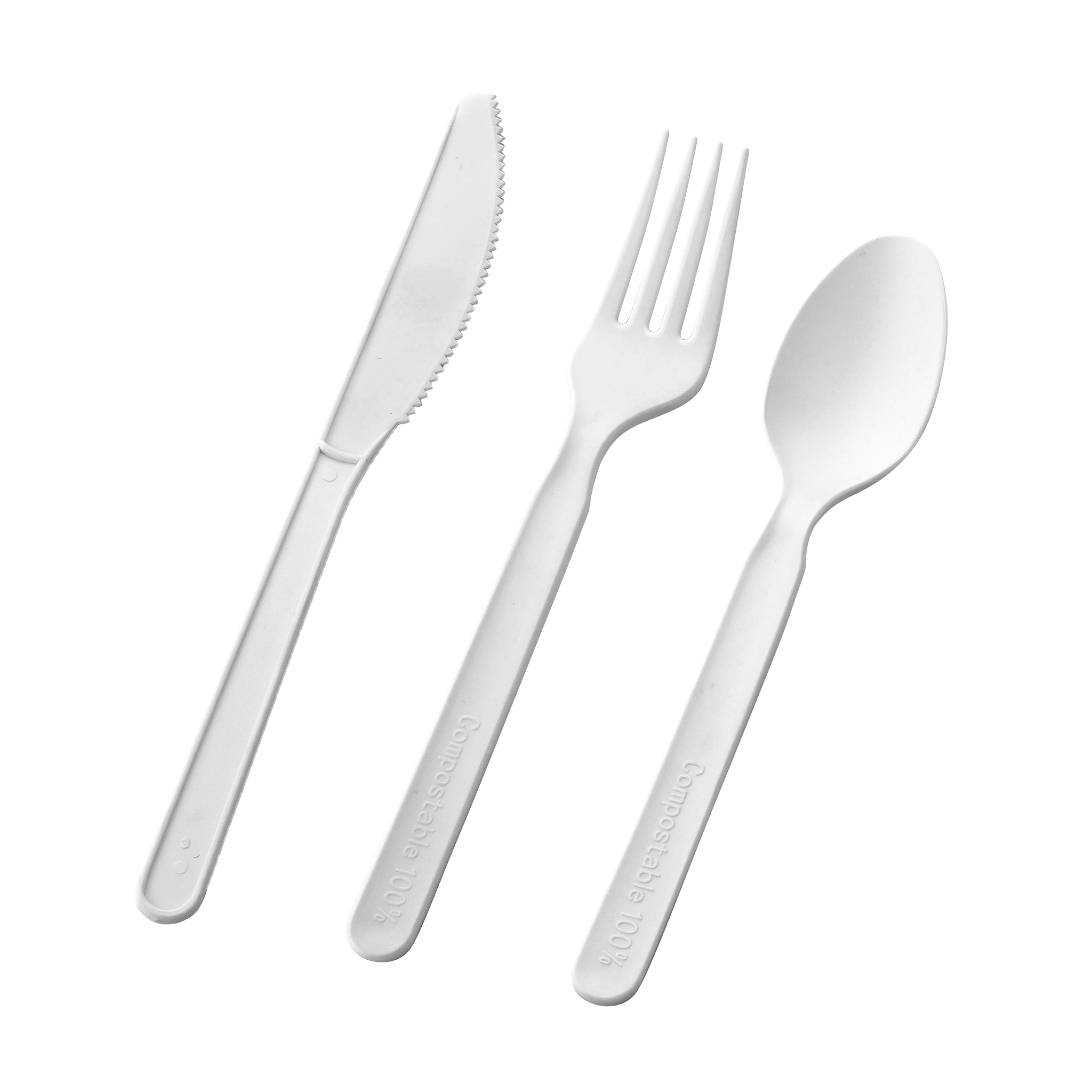 [450ct] PLA Heavy Weight Mixed Cutlery (Fork, Knife, Spoon) | White