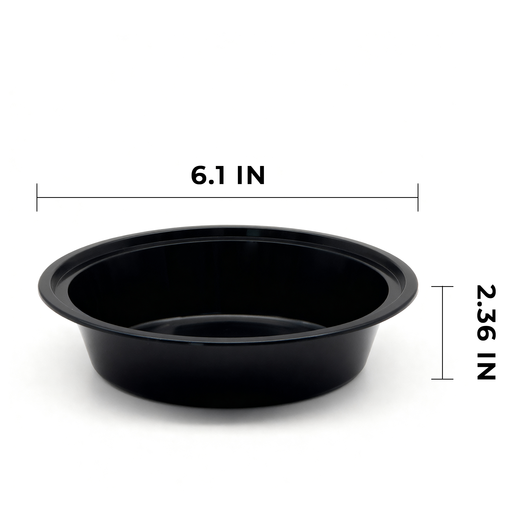 [150ct] 16 oz PP Plastic Microwaveable Takeout Containers & Lids | Round | Black