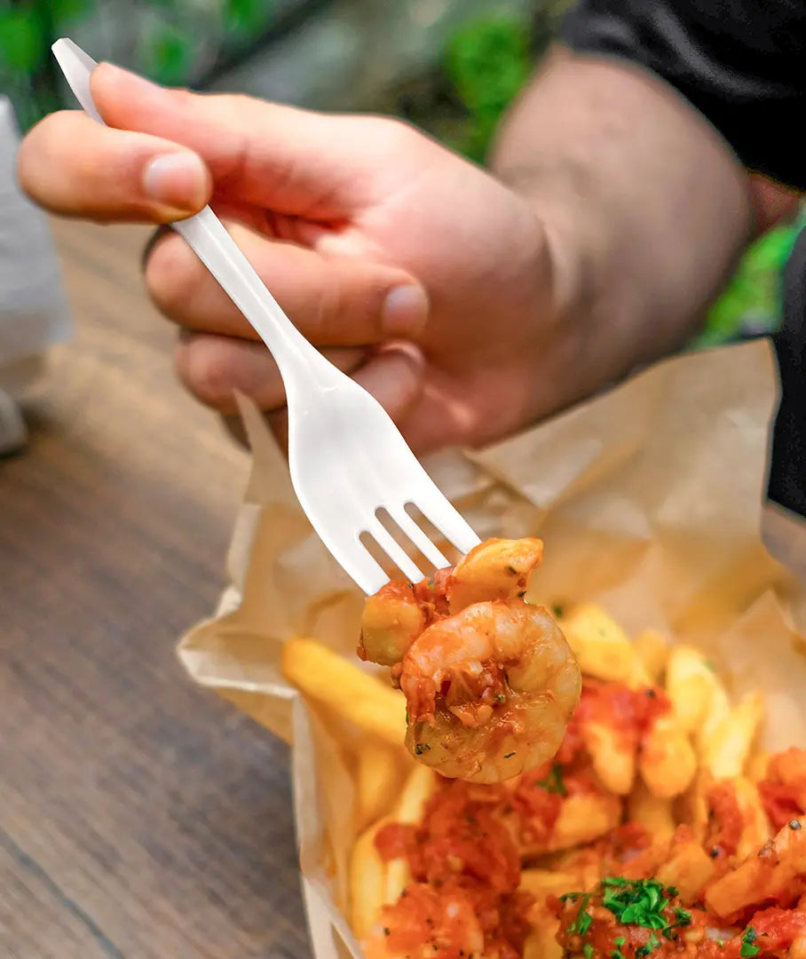 [1,000ct] PP Plastic Medium Weight Forks | White