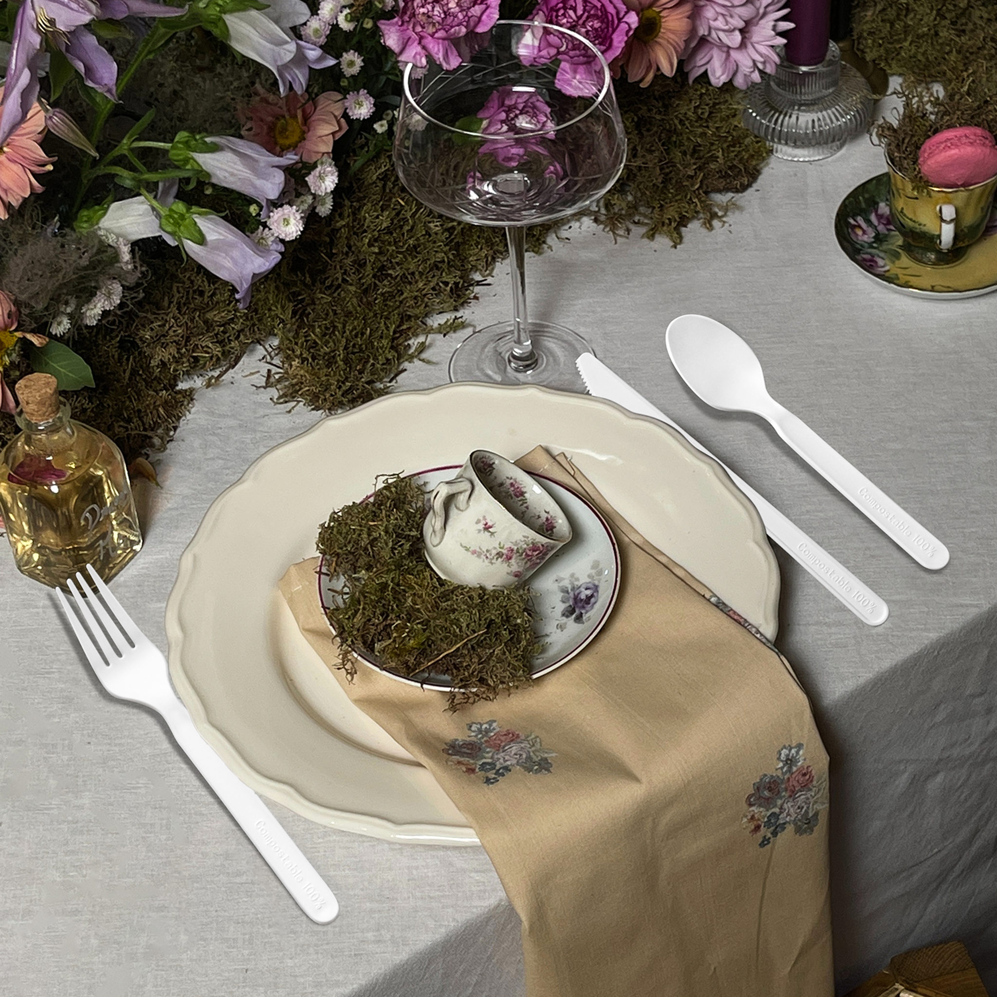 [450ct] PLA Heavy Weight Mixed Cutlery (Fork, Knife, Spoon) | White