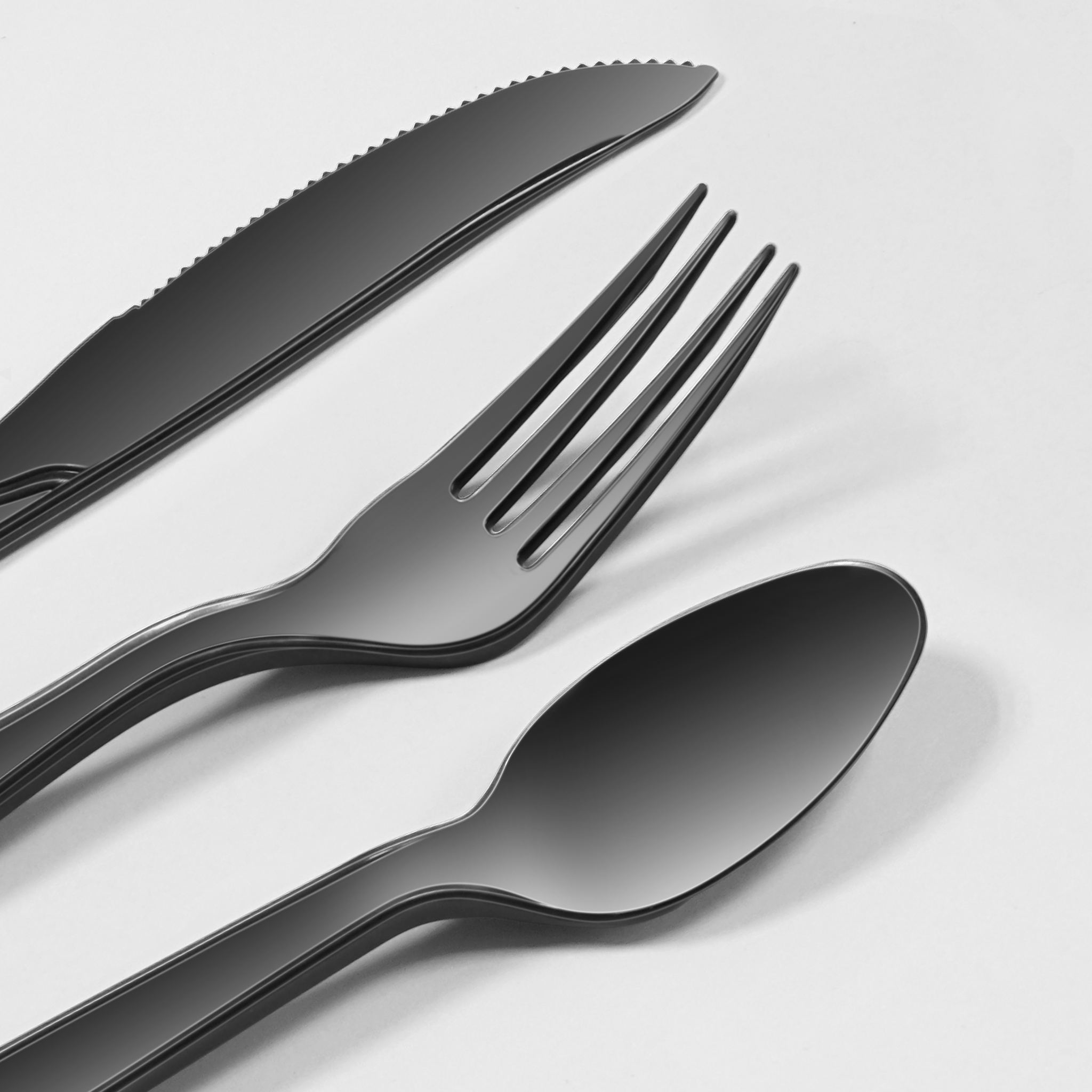 [250ct] PP Plastic Extra Heavy Weight Cutlery Kits with Salt and Pepper | Black