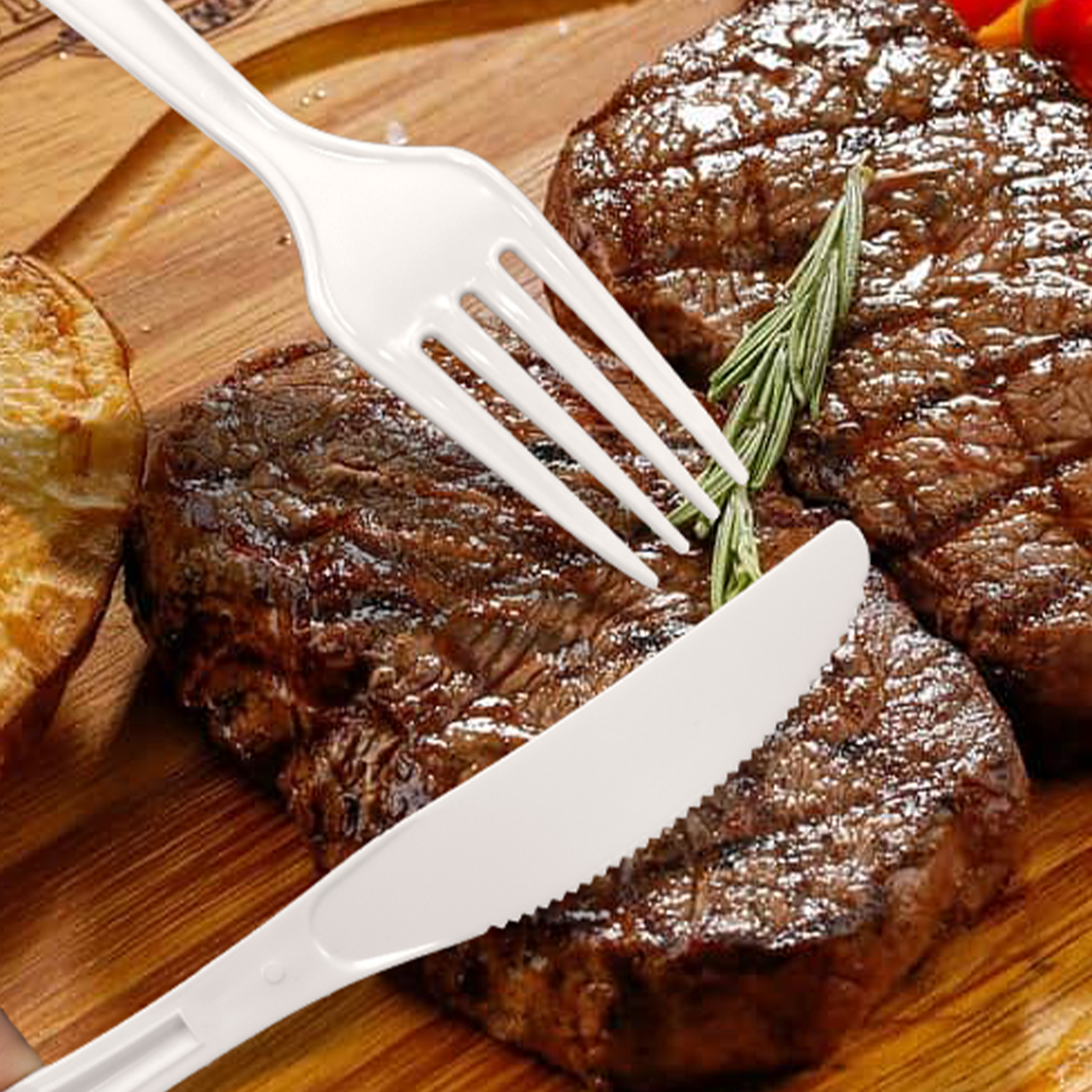 [600ct] PS Plastic Heavy Weight  Knives | White