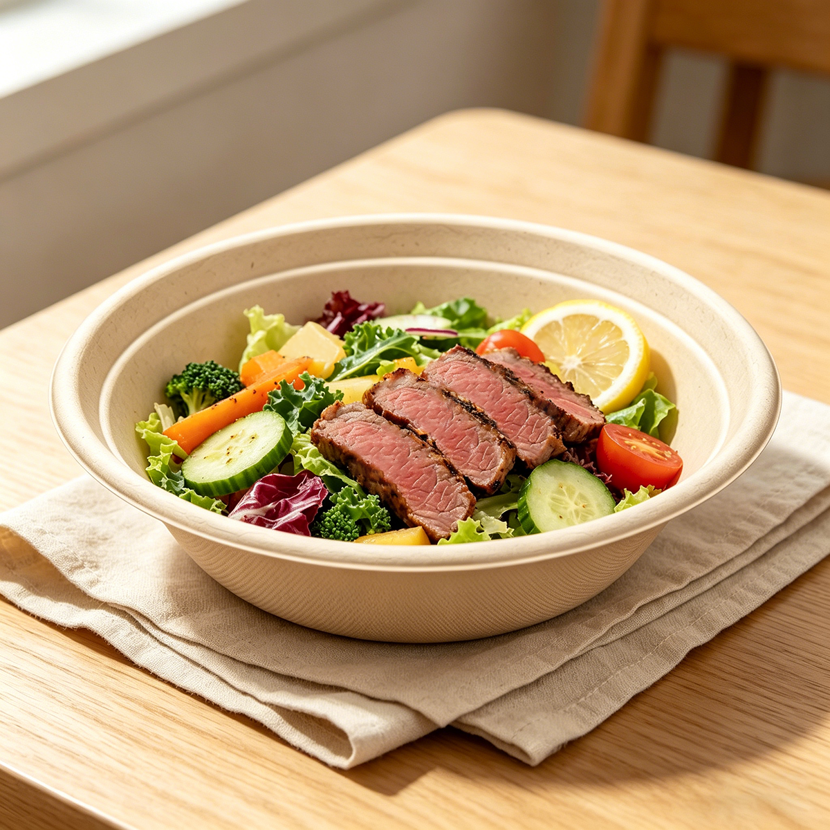 [500ct] 32oz Compostable Bagasse Bowls | Round | Natural