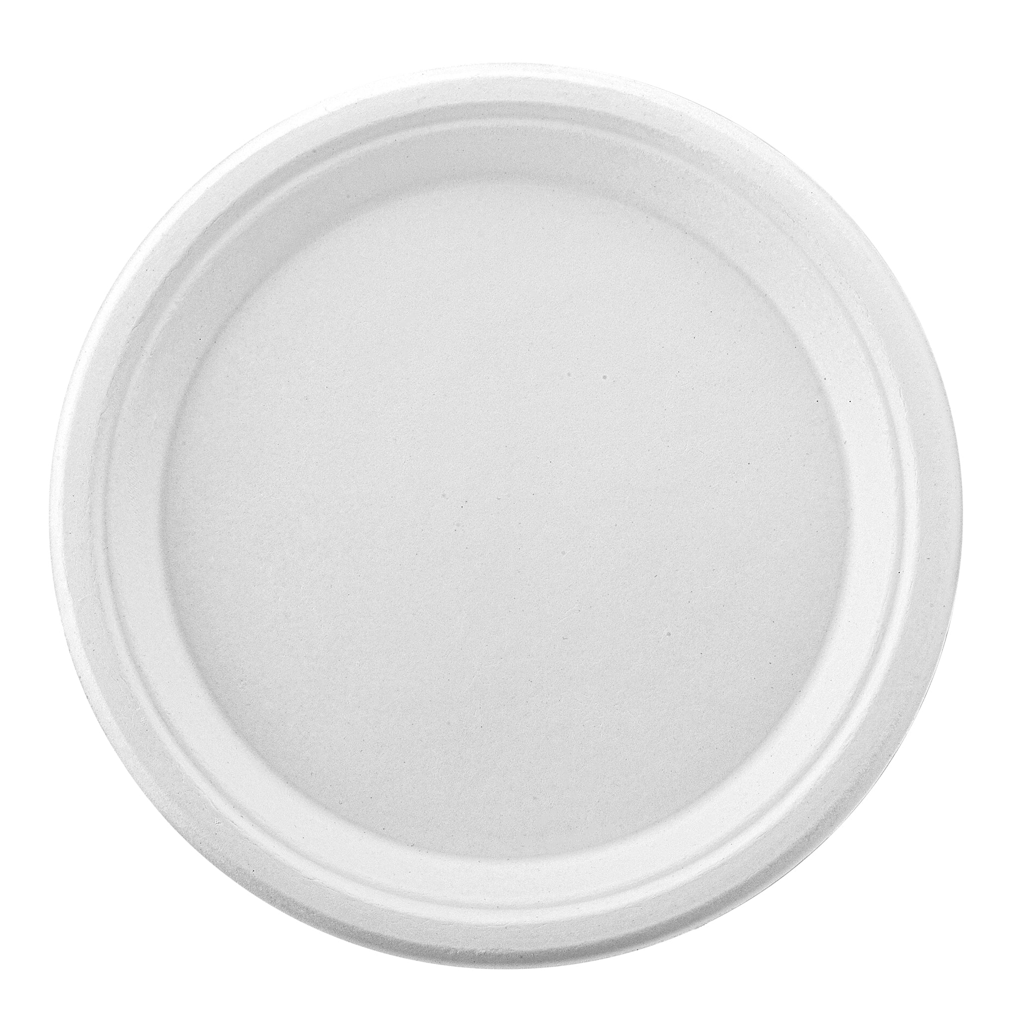 White Compostable Bagasse 6-Inch Round Plates - 1000/Case