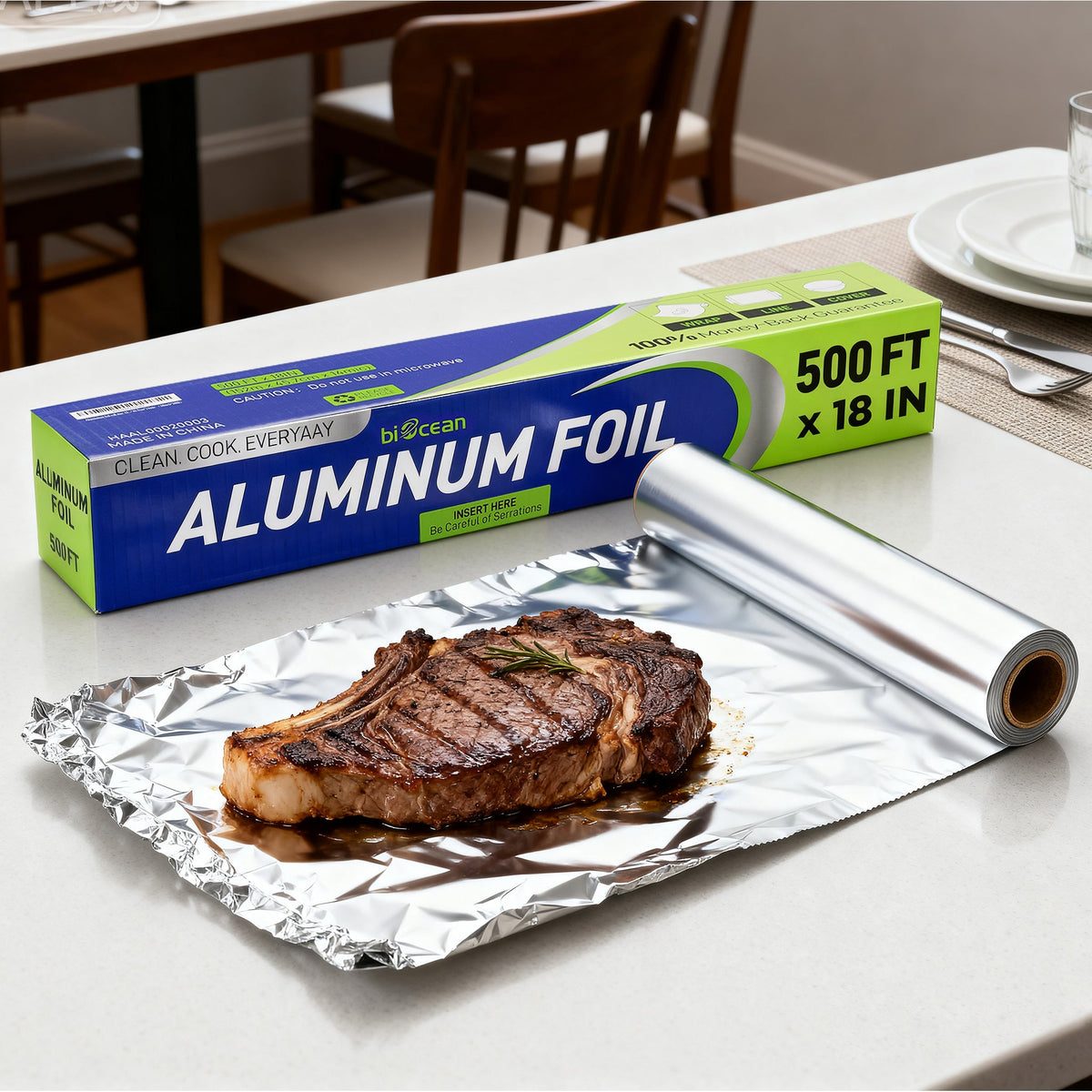 [1ct] 18" x 500' Aluminum Foil Roll - Biocean by Danube BlueBiocean
