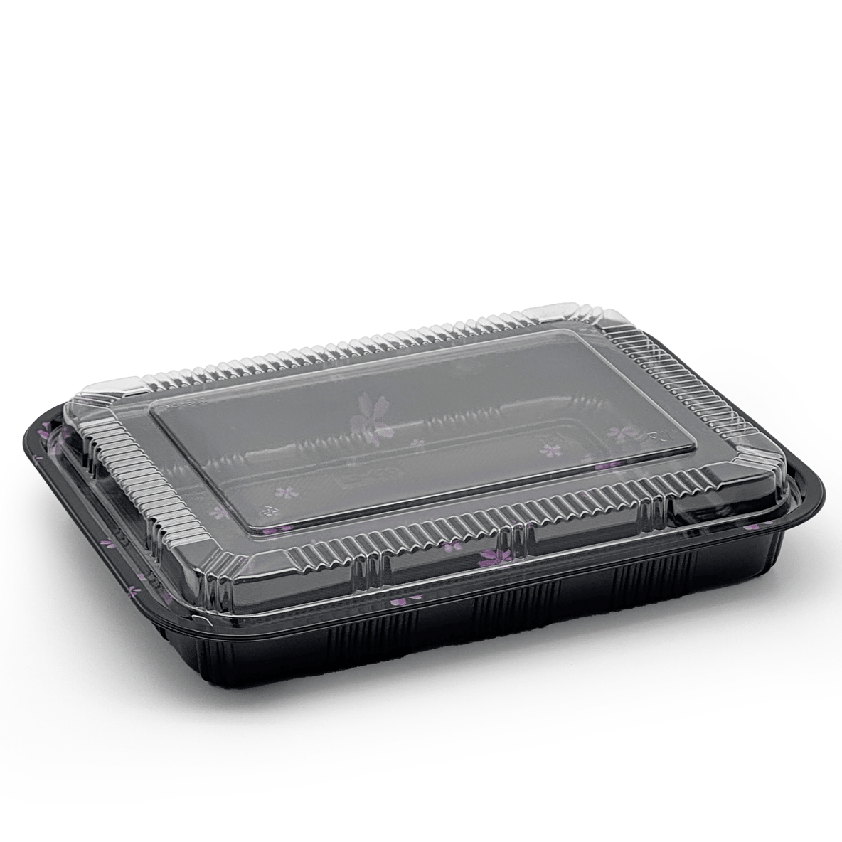 [200ct] 10 2/5" x 7 22/25" PS Plastic Rectangular Food Containers & Lids | Black