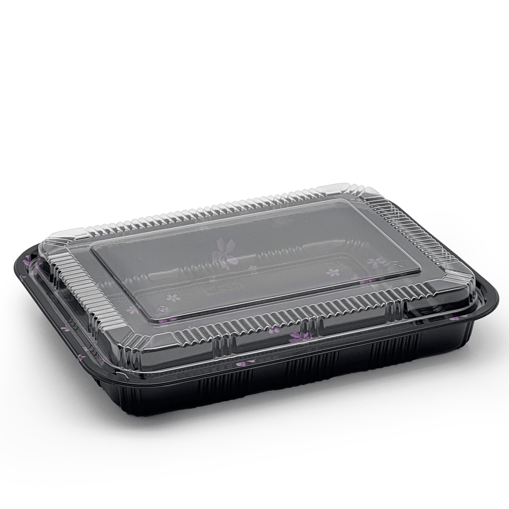 [200ct] 10 2/5" x 7 22/25" PS Plastic Rectangular Food Containers & Lids | Black - Biocean by Danube BlueBiocean