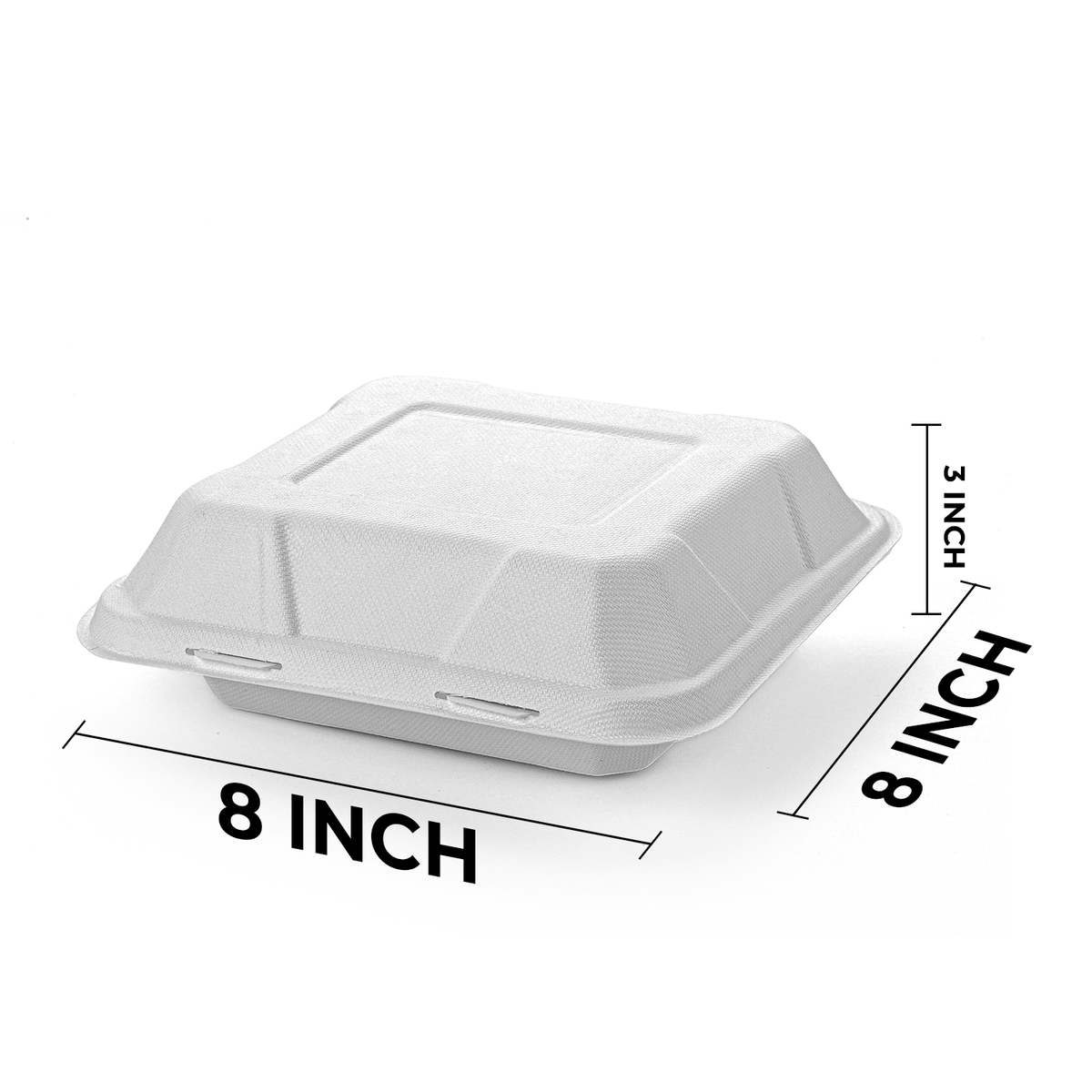 [200ct] 8" x 8" x 3" Sugarcane Bagasse Take-Out Box | White - Biocean by Danube BlueBiocean