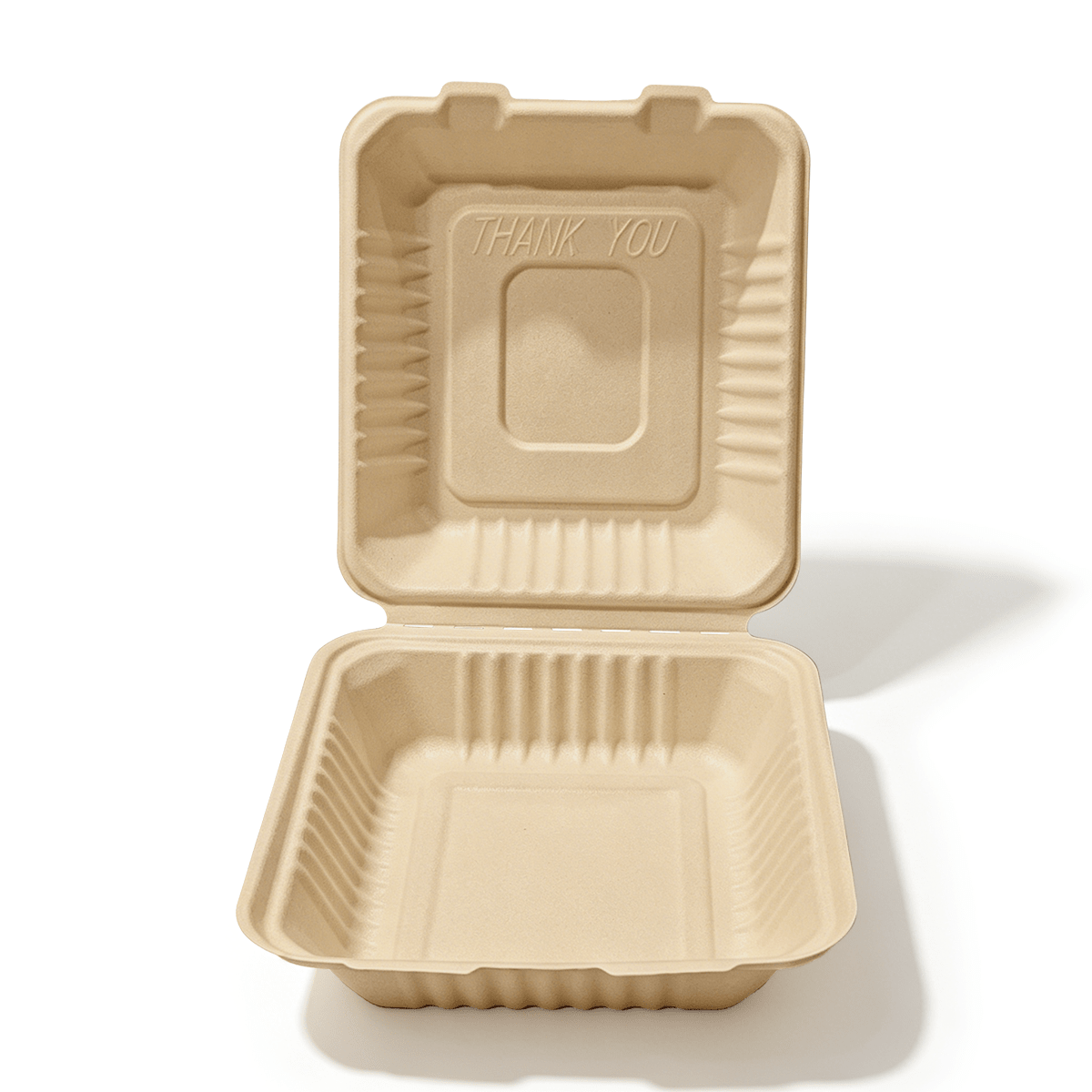 [200ct] 8" x 8" x 3"Sugarcane Bagasse Take - 0ut Box | Natural - Biocean by Danube BlueBiocean