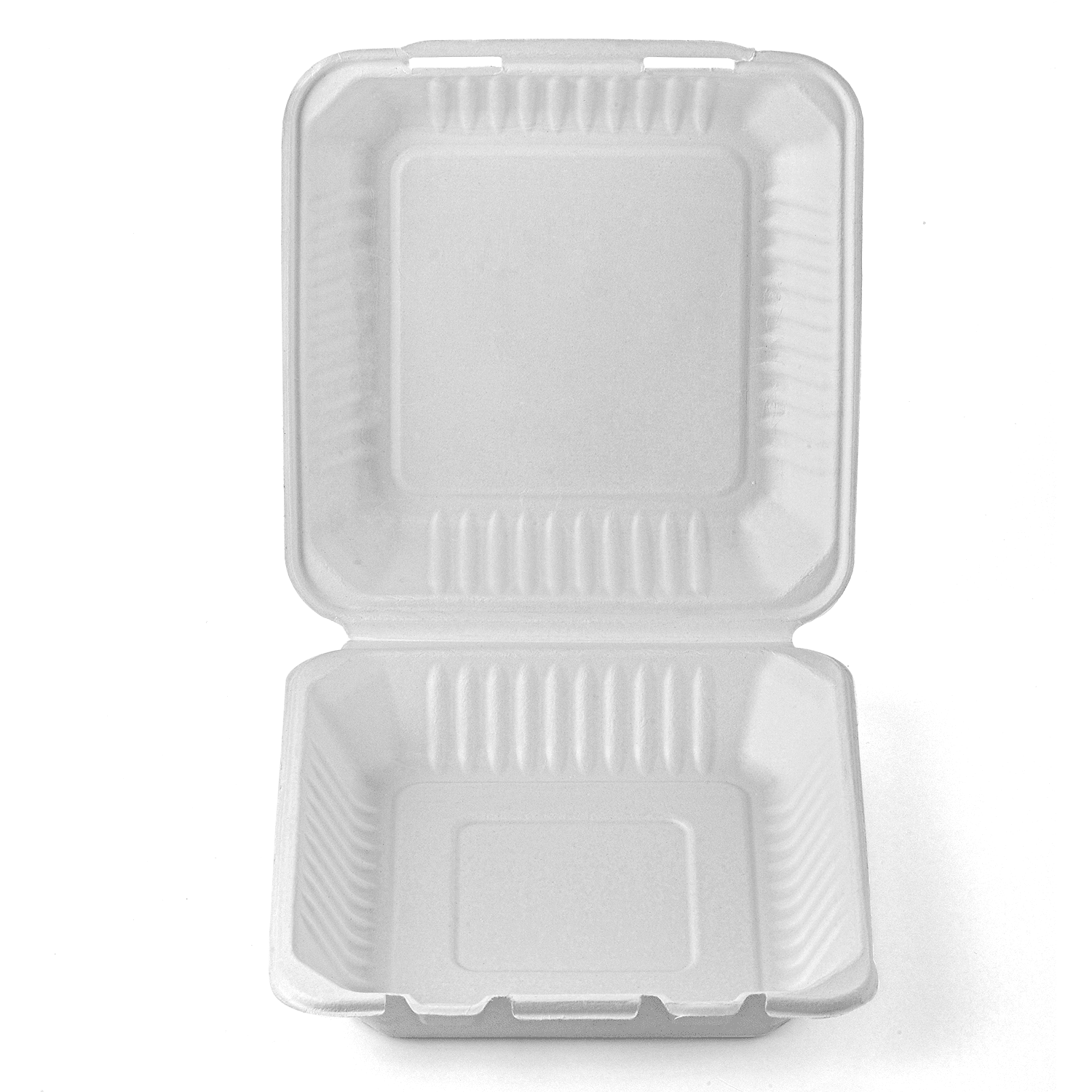 [200ct] 9" x 9" Sugarcane Bagasse Take - 0ut Box | White - Biocean by Danube BlueBiocean
