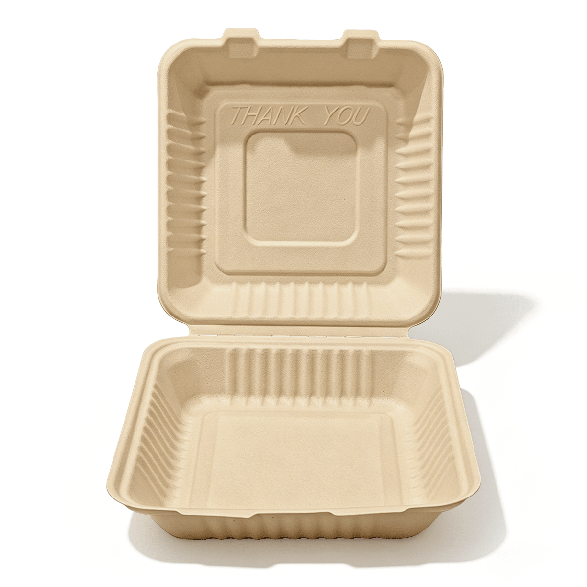 [200ct] 9" x 9" x 3" Sugarcane Bagasse Take - 0ut Box | Natural - Biocean by Danube BlueBiocean