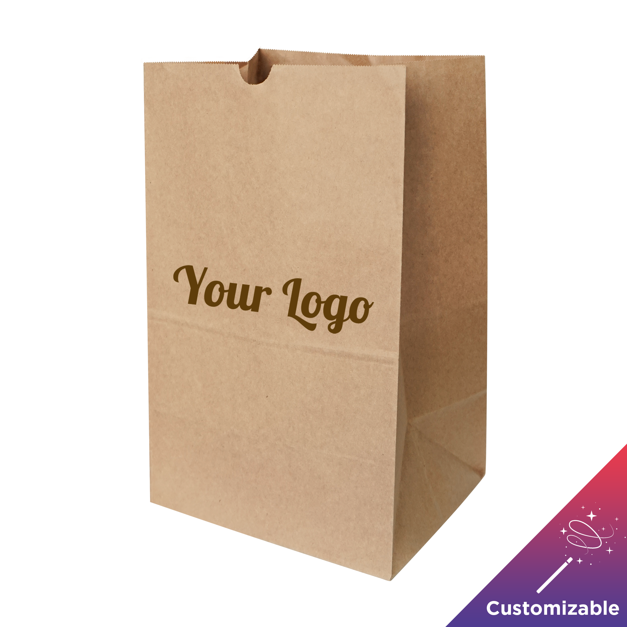 [400ct] 8.46"×6.1"×13.39" Kraft Paper Customize Now Bag | Natural
