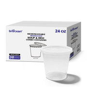 [240ct] 24oz PP Plastic Deli Containers with Lids | Clear