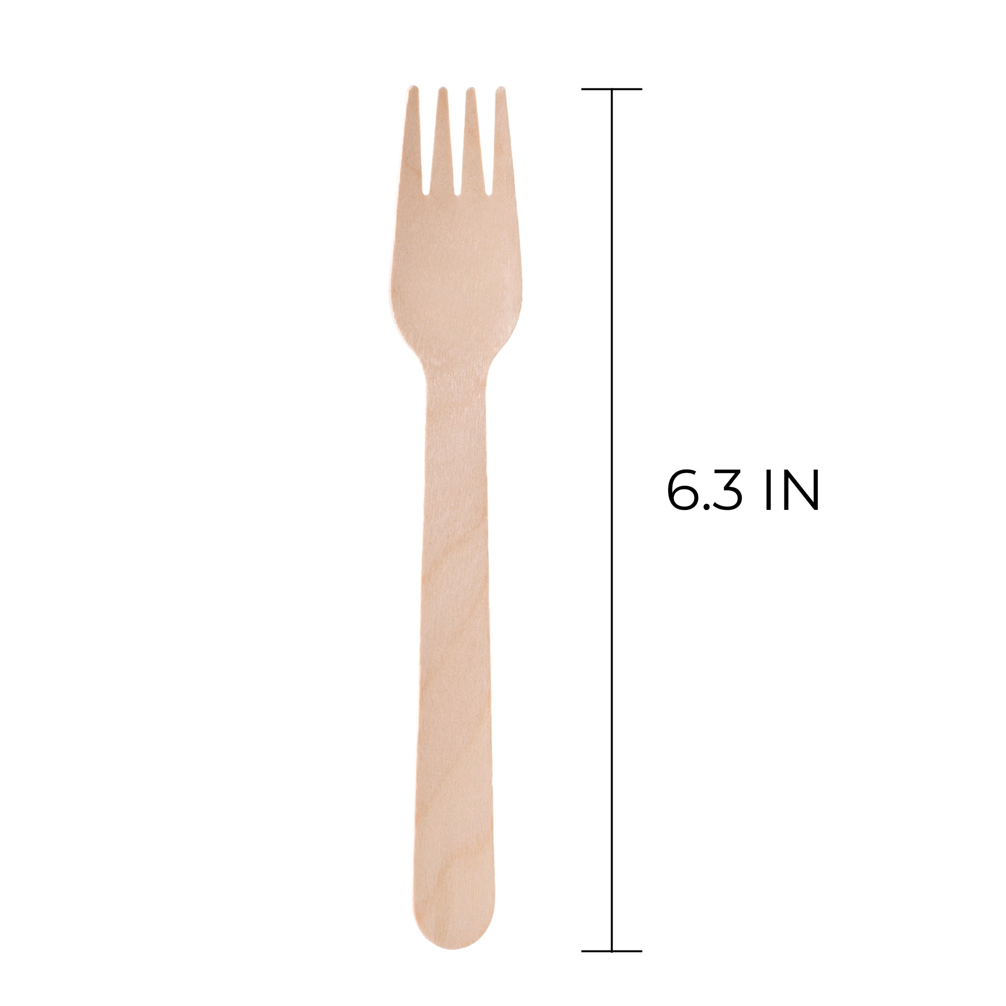 [1,000ct] 6.3" Compostable Wooden Fork without wax | Brown