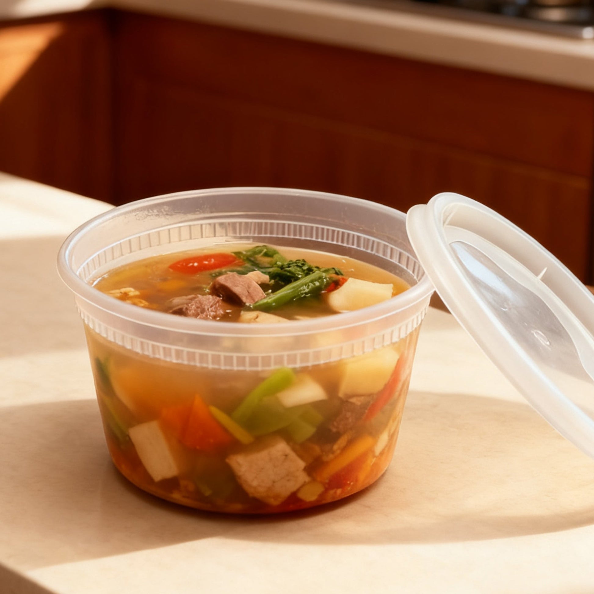 [240ct] 16 oz PP Plastic Heavy Duty Deli Containers with Lids | Microwavable | Clear - Biocean by Danube BlueBiocean