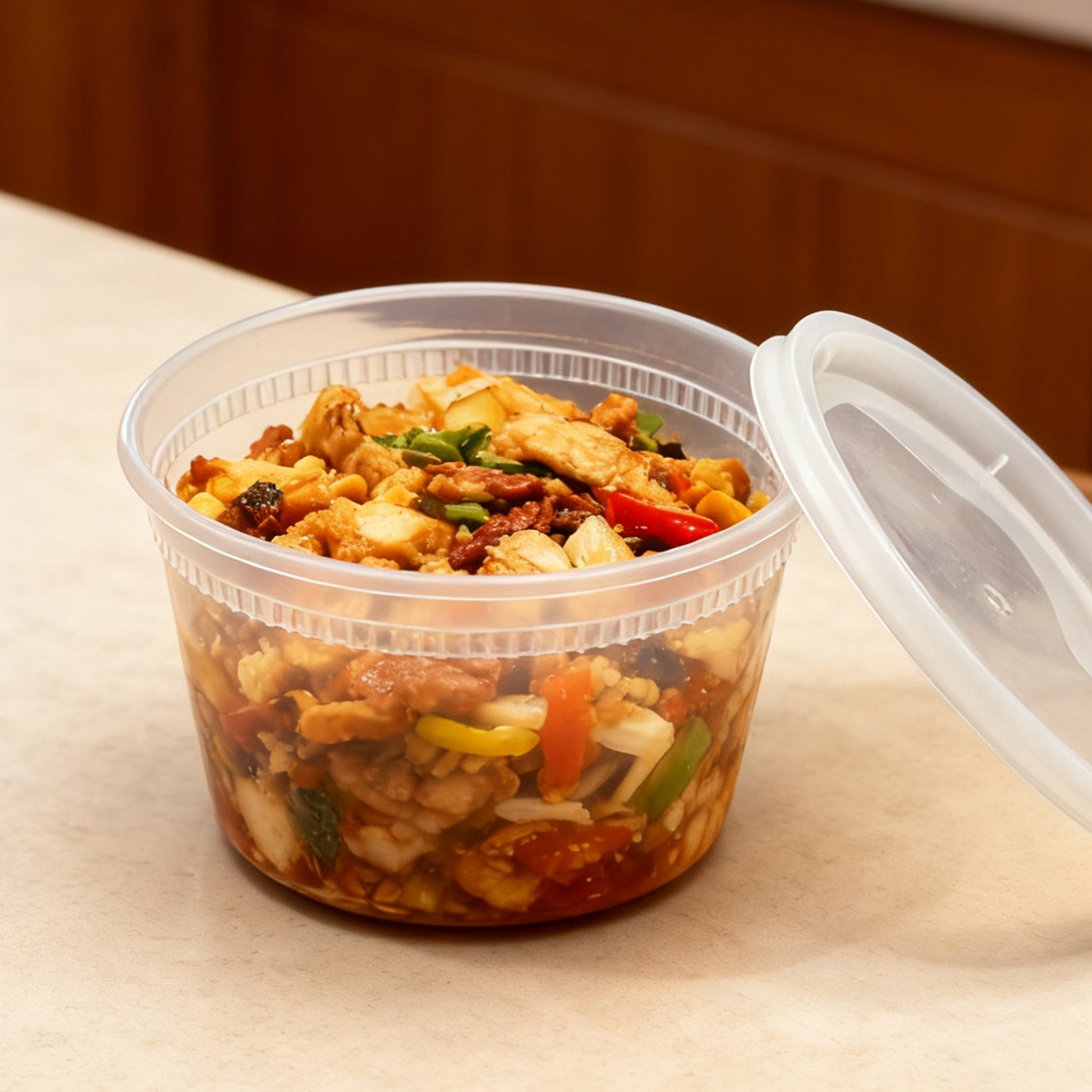 [240ct] 16 oz PP Plastic Heavy Duty Deli Containers with Lids | Microwavable | Clear - Biocean by Danube BlueBiocean