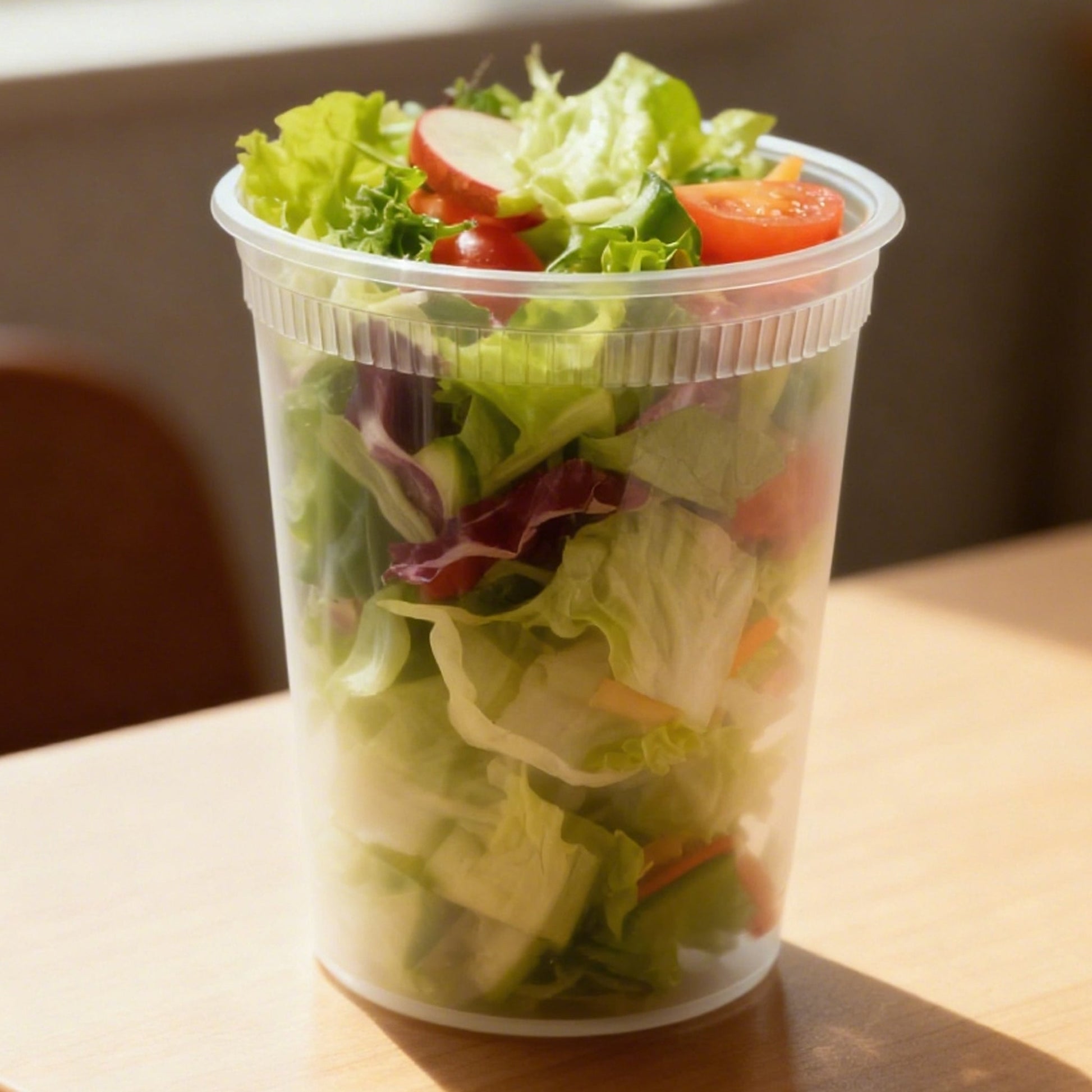 [240ct] 32 oz PP Plastic Heavy Duty Deli Containers with Lids | Microwavable | Clear - Biocean by Danube BlueBiocean