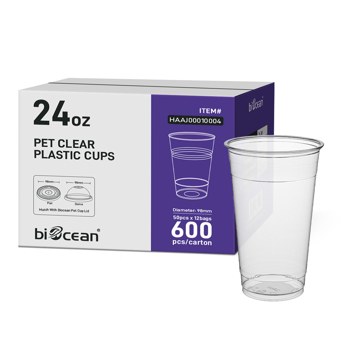 [600 ct] 24 oz PET Cold Cups | 98mm | Clear