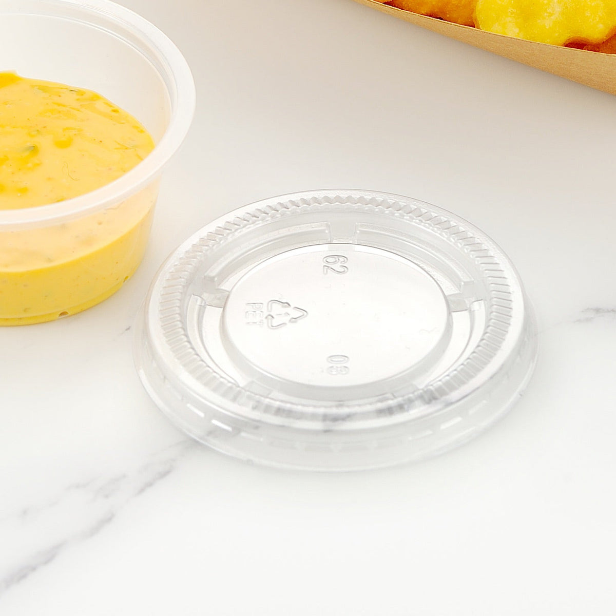 [2,500ct] 2oz PET Plastic Portion Cup Lids | Clear - Biocean by Danube BlueBiocean