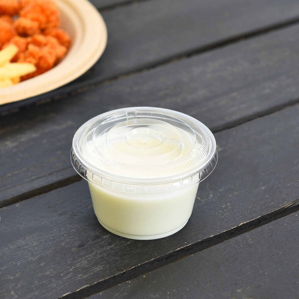 [2,500ct] 3.25-5.5oz PET Plastic Portion Cup Lids | Clear - Biocean by Danube BlueBiocean