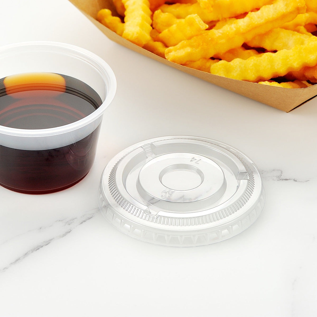 [2,500ct] 3.25-5.5oz PET Plastic Portion Cup Lids | Clear - Biocean by Danube BlueBiocean