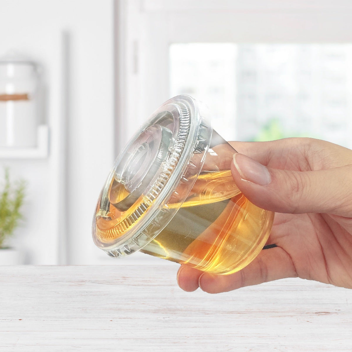 [2,500ct] 3.25-5.5oz PET Plastic Portion Cup Lids | Clear - Biocean by Danube BlueBiocean