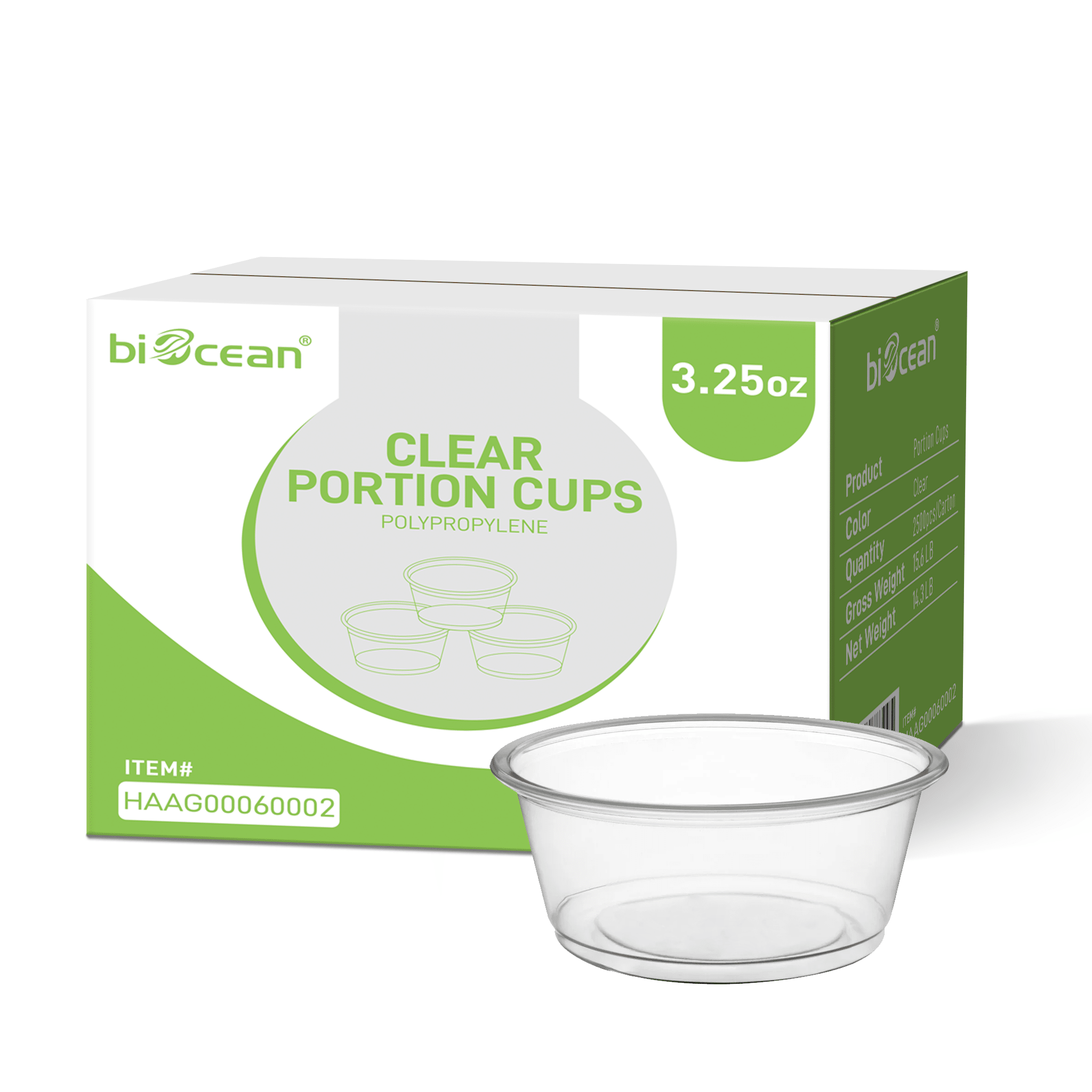 [2,500ct] 3.25 oz PP Plastic Portion Cups | Clear - Biocean by Danube BlueBiocean