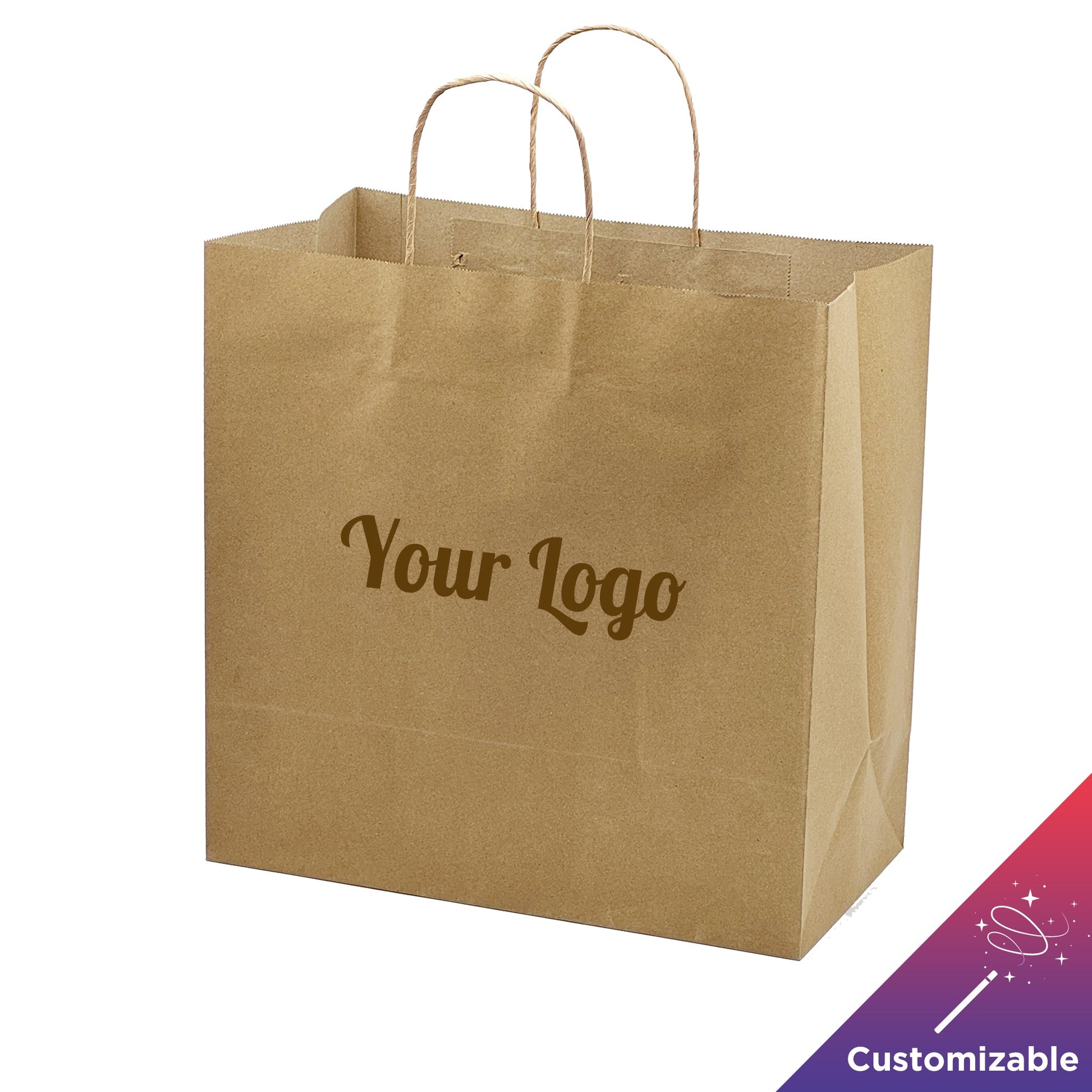 [250ct] 13" x7" x 13" Kraft Paper Customizable Shopping Bags with Handles | Natural - Biocean by Danube BlueBiocean