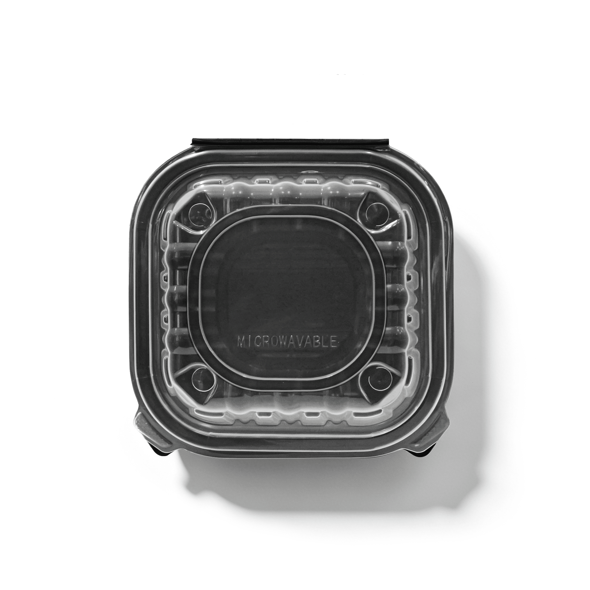 [250ct] 6" x 6" x 3" Premium PP Hinged Food Containers | 1 - Compartment | Clear and Black - Biocean by Danube BlueBiocean