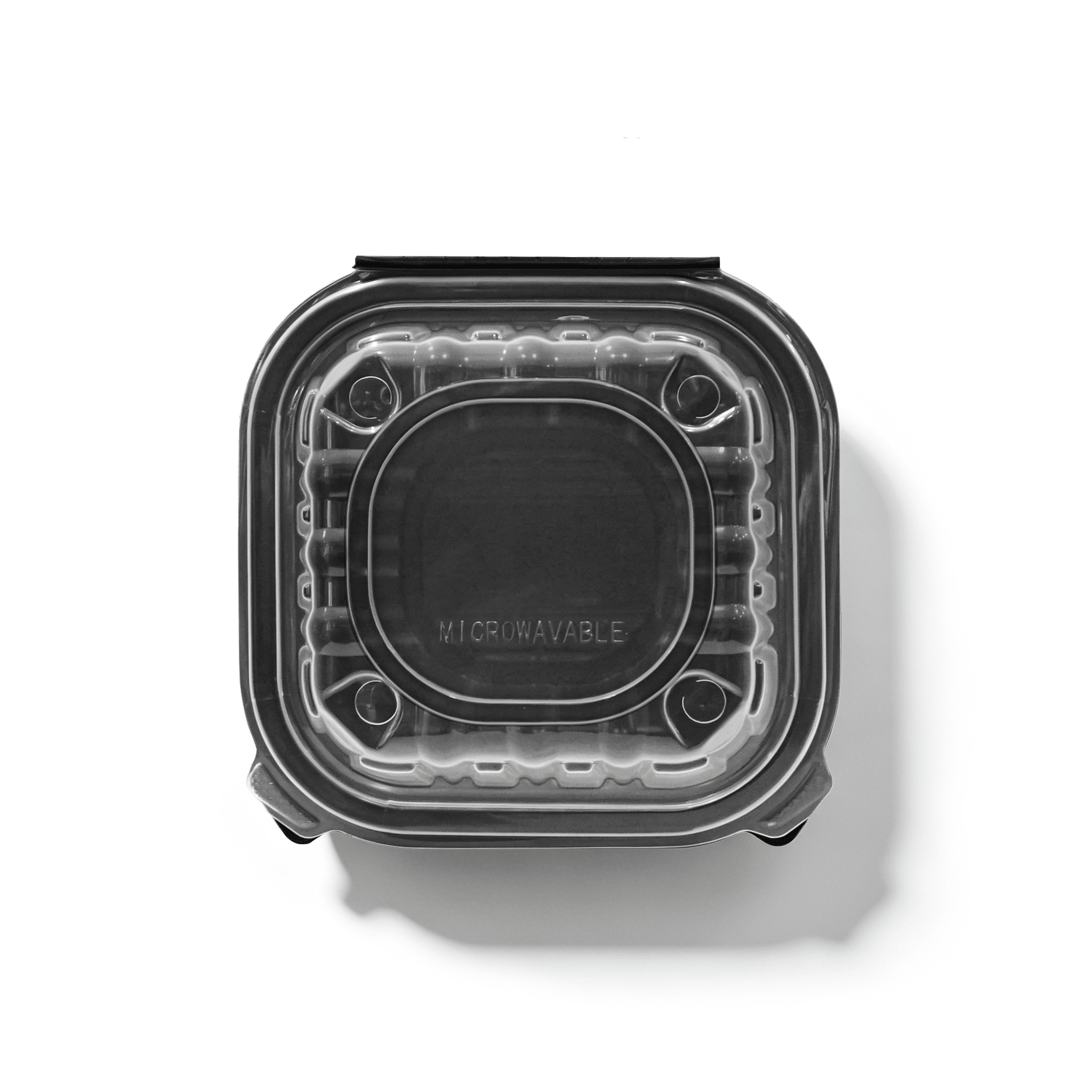 [250ct] 6" x 6" x 3" Premium PP Hinged Food Containers | 1 - Compartment | Clear and Black - Biocean by Danube BlueBiocean