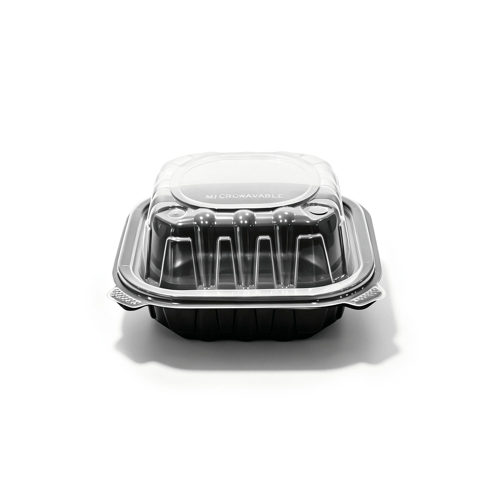 [250ct] 6" x 6" x 3" Premium PP Hinged Food Containers | 1 - Compartment | Clear and Black - Biocean by Danube BlueBiocean