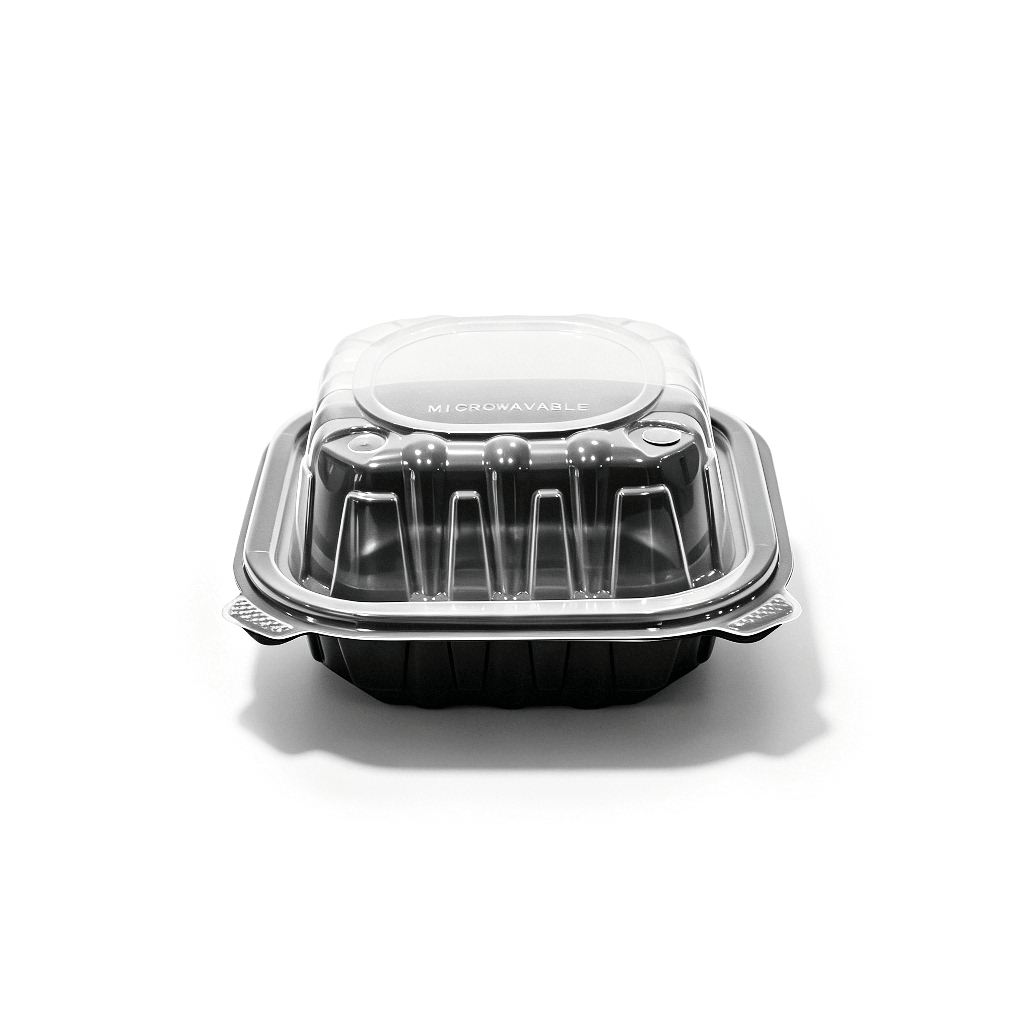 [250ct] 6" x 6" x 3" Premium PP Hinged Food Containers | 1 - Compartment | Clear and Black - Biocean by Danube BlueBiocean