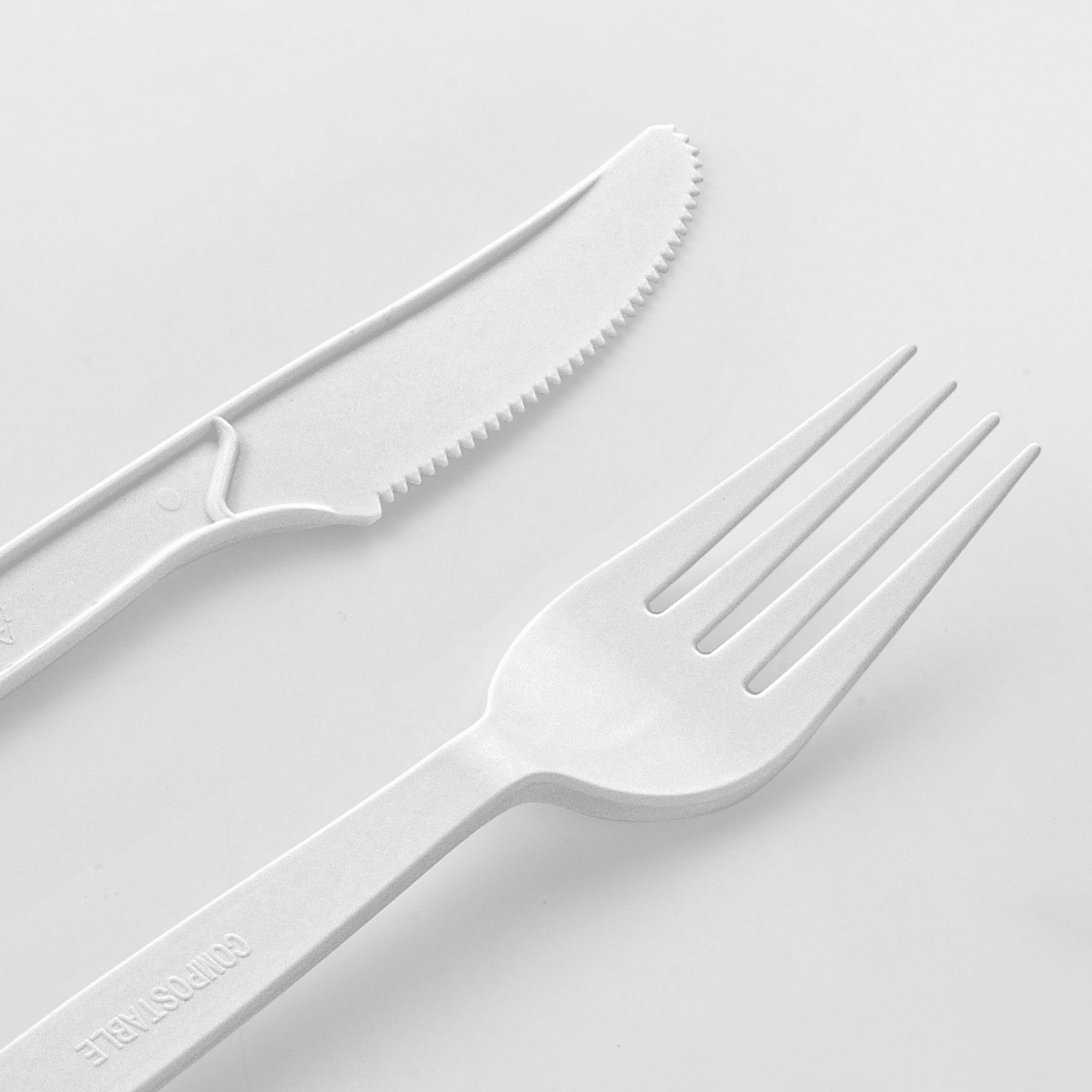 [250ct] PLA Heavy Weight Cutlery Kits (Knife, Fork, Napkin) | White - Biocean by Danube BlueBiocean