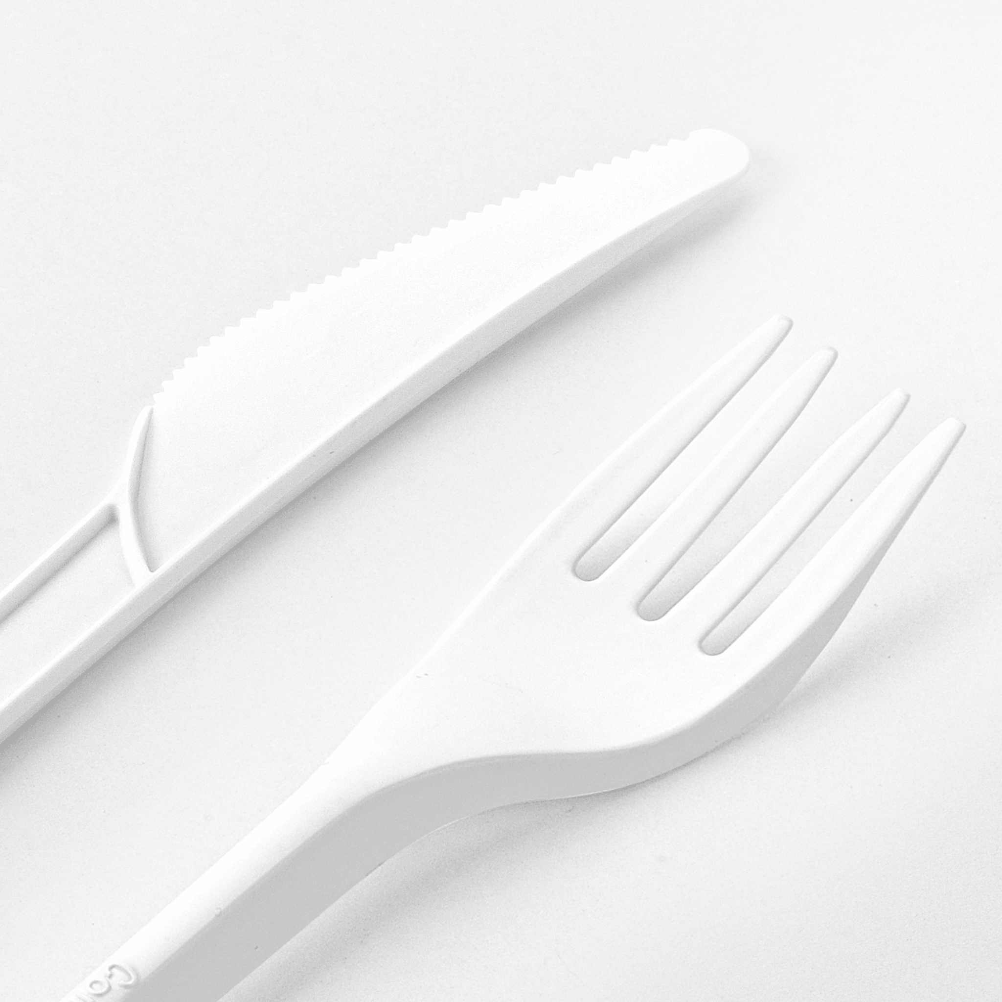 [250ct] PLA Heavy Weight Cutlery Kits (Knife, Fork, Napkin) | White - Biocean by Danube BlueBiocean