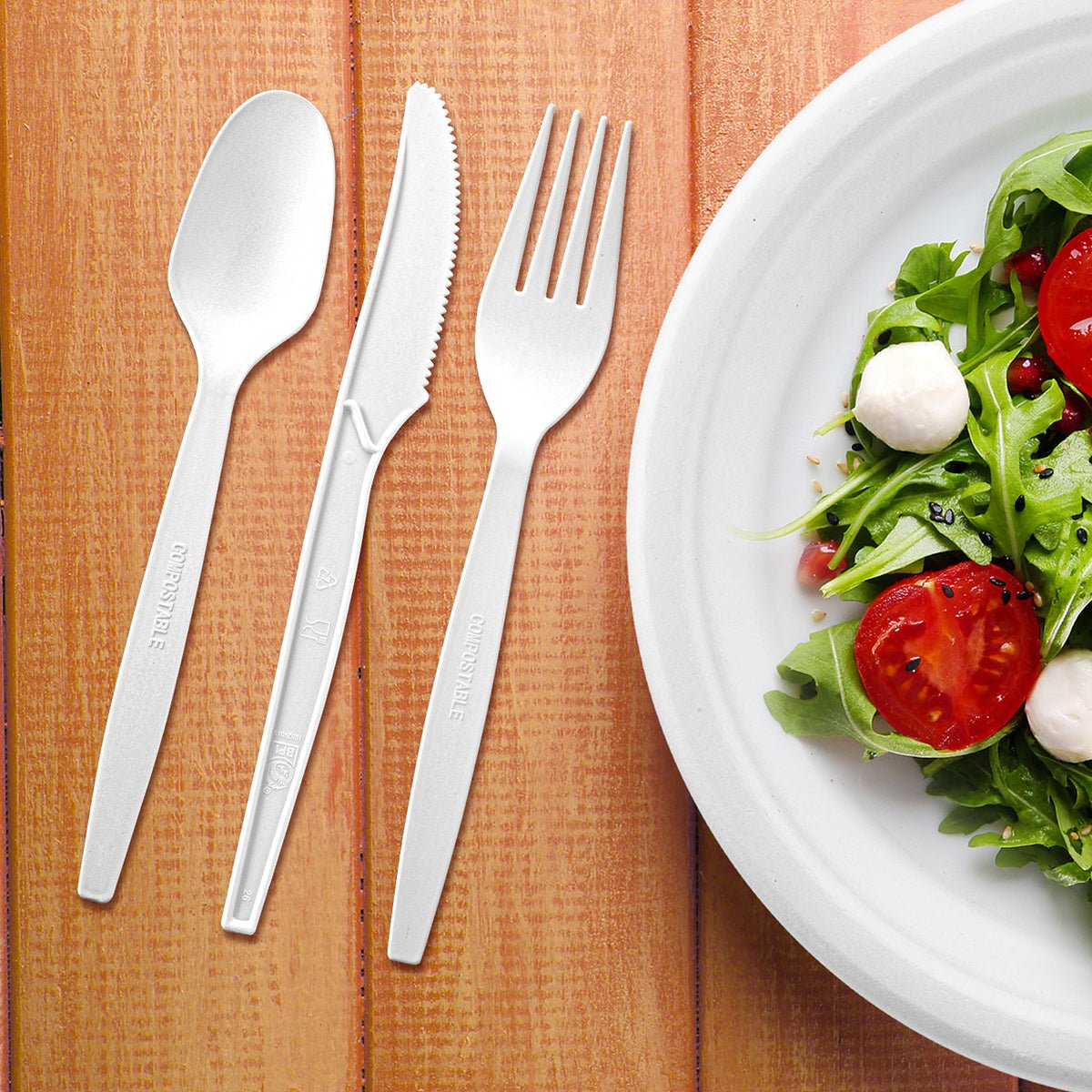 [250ct] PLA Heavy Weight Cutlery Kits (Knife, Fork, Spoon) | White - Biocean by Danube BlueBiocean