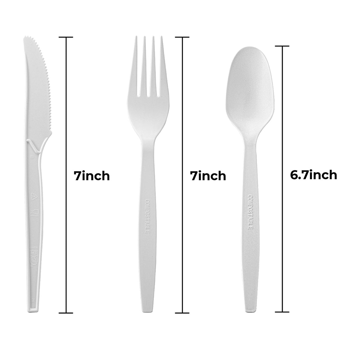 [250ct] PLA Heavy Weight Cutlery Kits (Knife, Fork, Spoon) | White - Biocean by Danube BlueBiocean