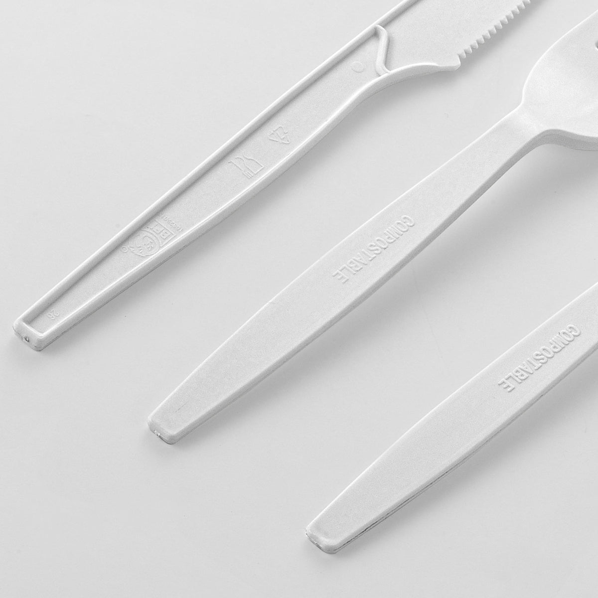 [250ct] PLA Heavy Weight Cutlery Kits (Knife, Fork, Spoon) | White - Biocean by Danube BlueBiocean