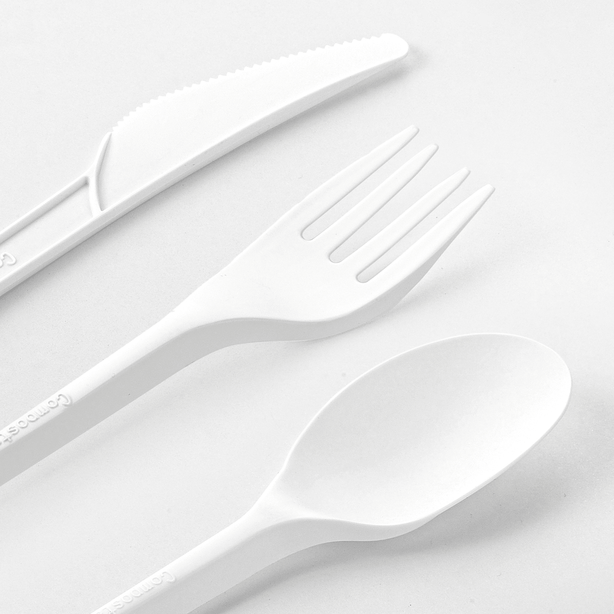 [250ct] PLA Heavy Weight Cutlery Kits (Knife, Fork,Tea Spoon,Napkin) | White - Biocean by Danube BlueBiocean