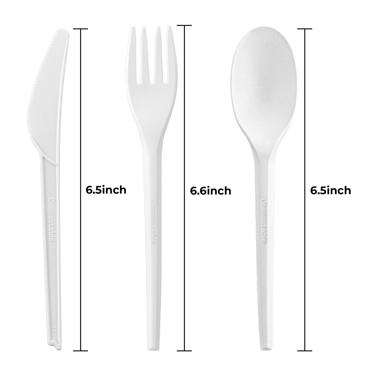 [250ct] PLA Heavy Weight Cutlery Kits (Knife, Fork,Tea Spoon,Napkin) | White - Biocean by Danube BlueBiocean